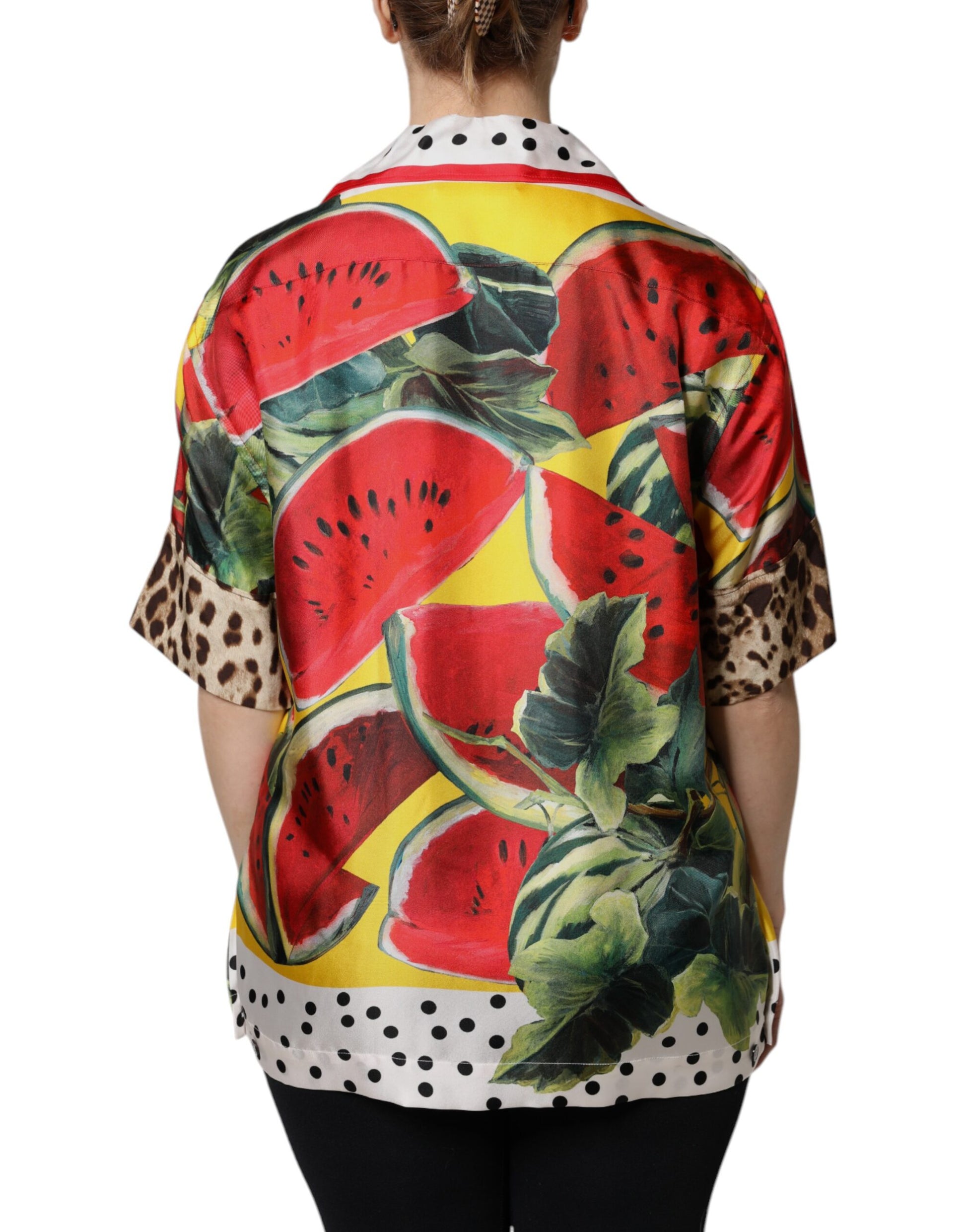 Dolce & Gabbana Multicolor Watermelon Collared Shirt Top Dolce & Gabbana
