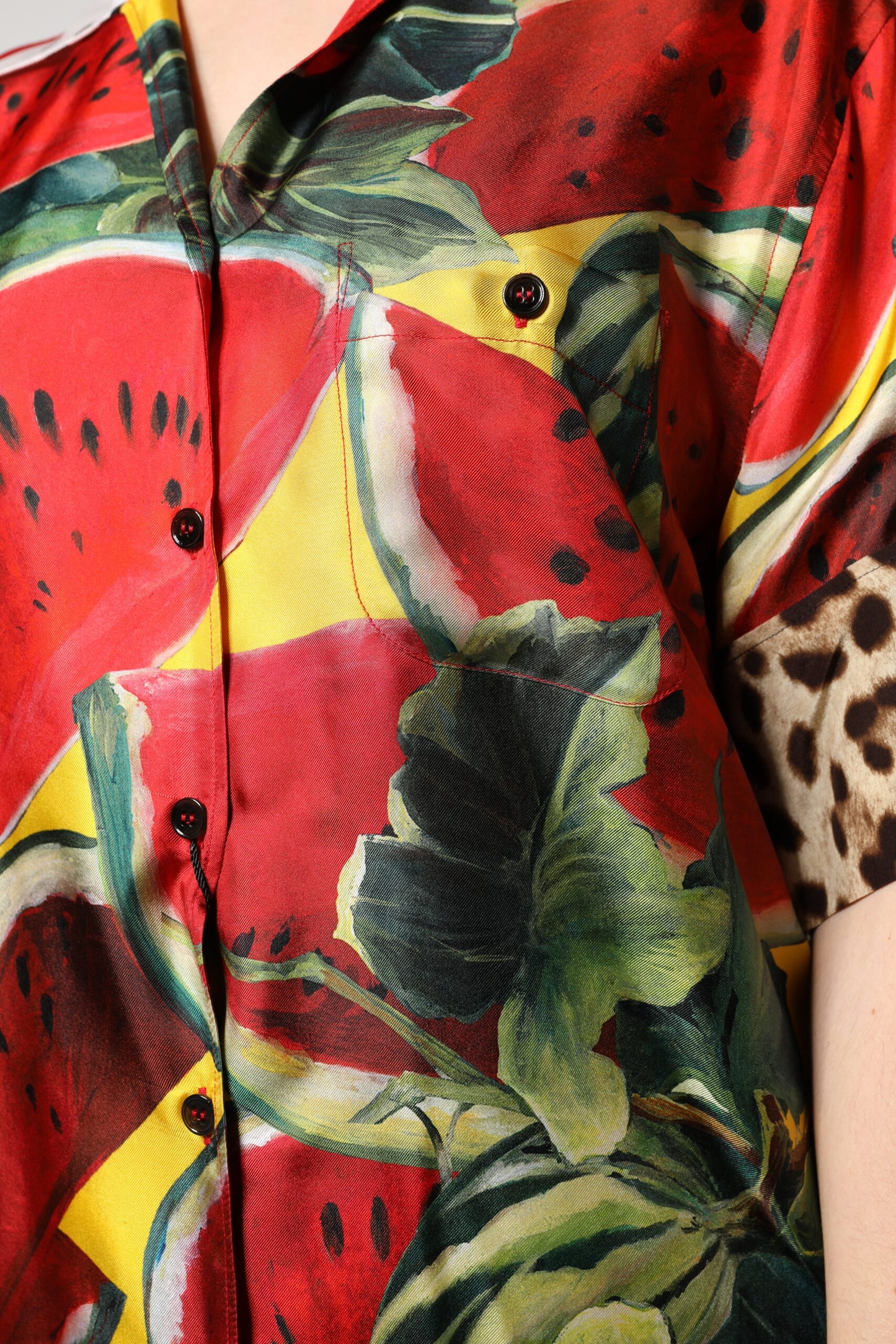 Dolce & Gabbana Multicolor Watermelon Collared Shirt Top Dolce & Gabbana