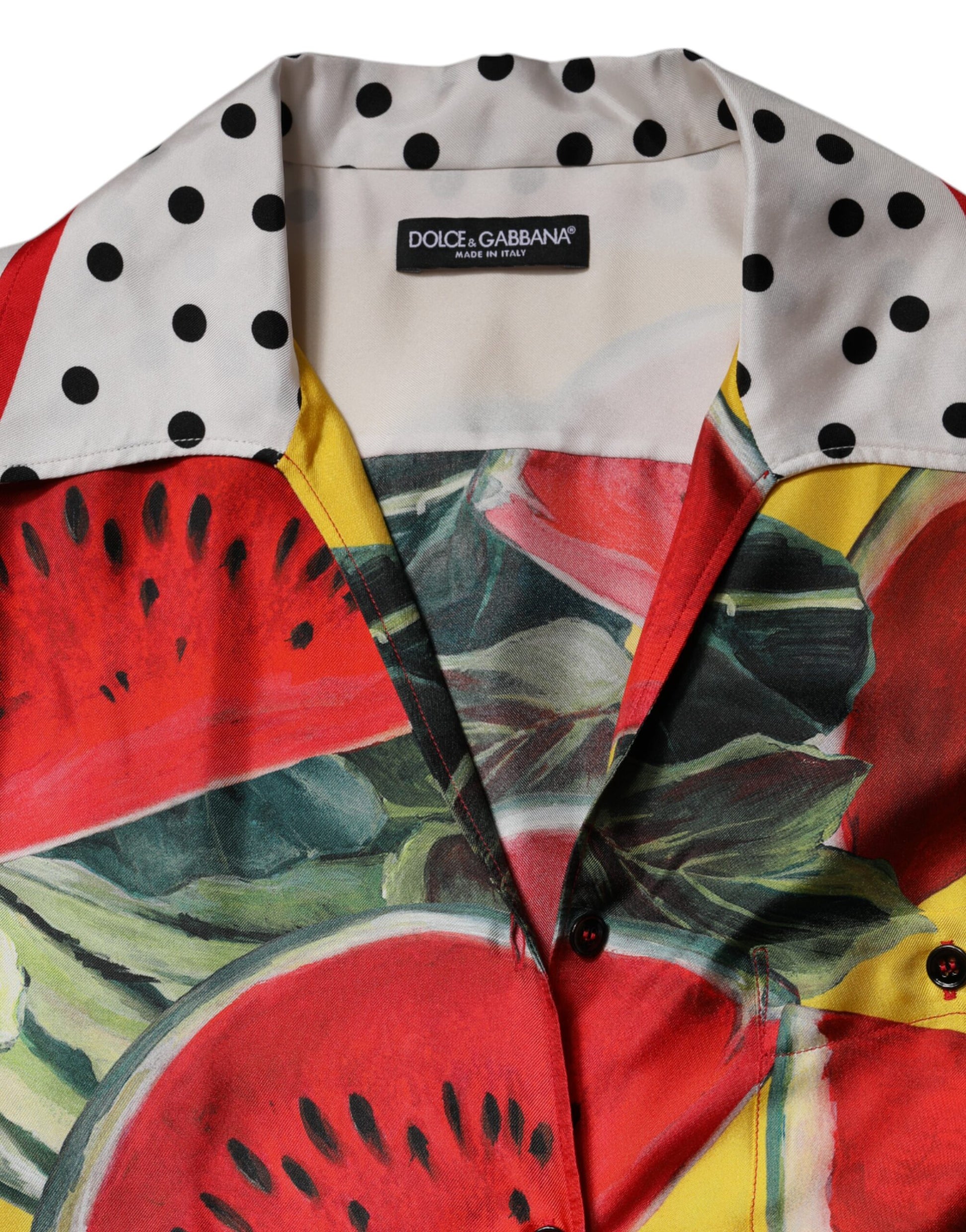 Dolce & Gabbana Multicolor Watermelon Collared Shirt Top Dolce & Gabbana