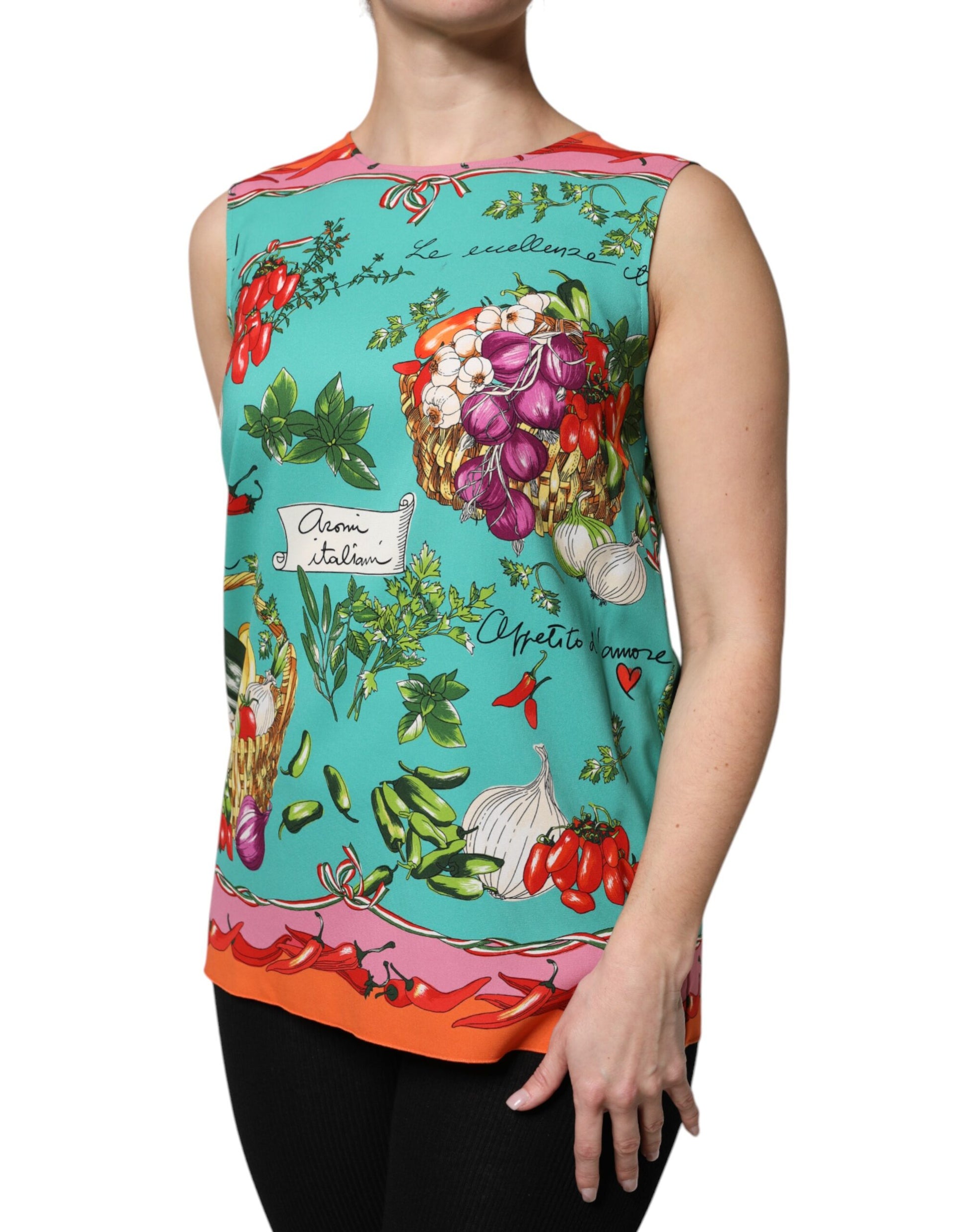 Dolce & Gabbana Multicolor Floral Silk Sleeveless Tank Top Dolce & Gabbana