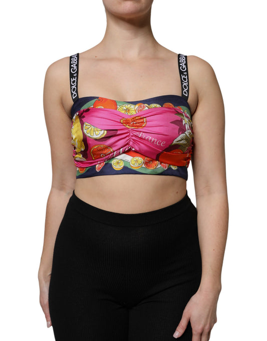 Dolce & Gabbana Multicolor Floral Sleeveless Bustier Cropped Top Dolce & Gabbana