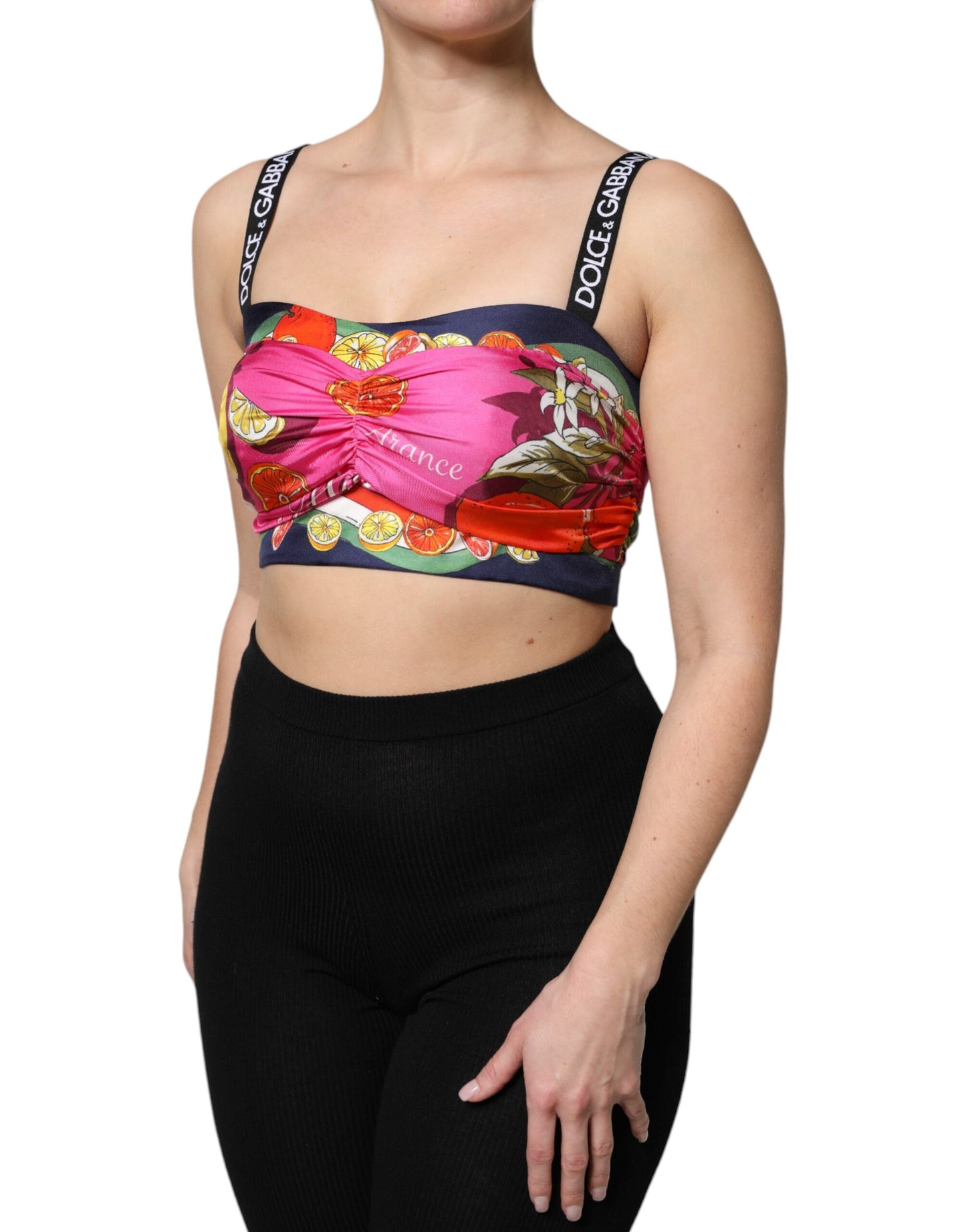 Dolce & Gabbana Multicolor Floral Sleeveless Bustier Cropped Top Dolce & Gabbana