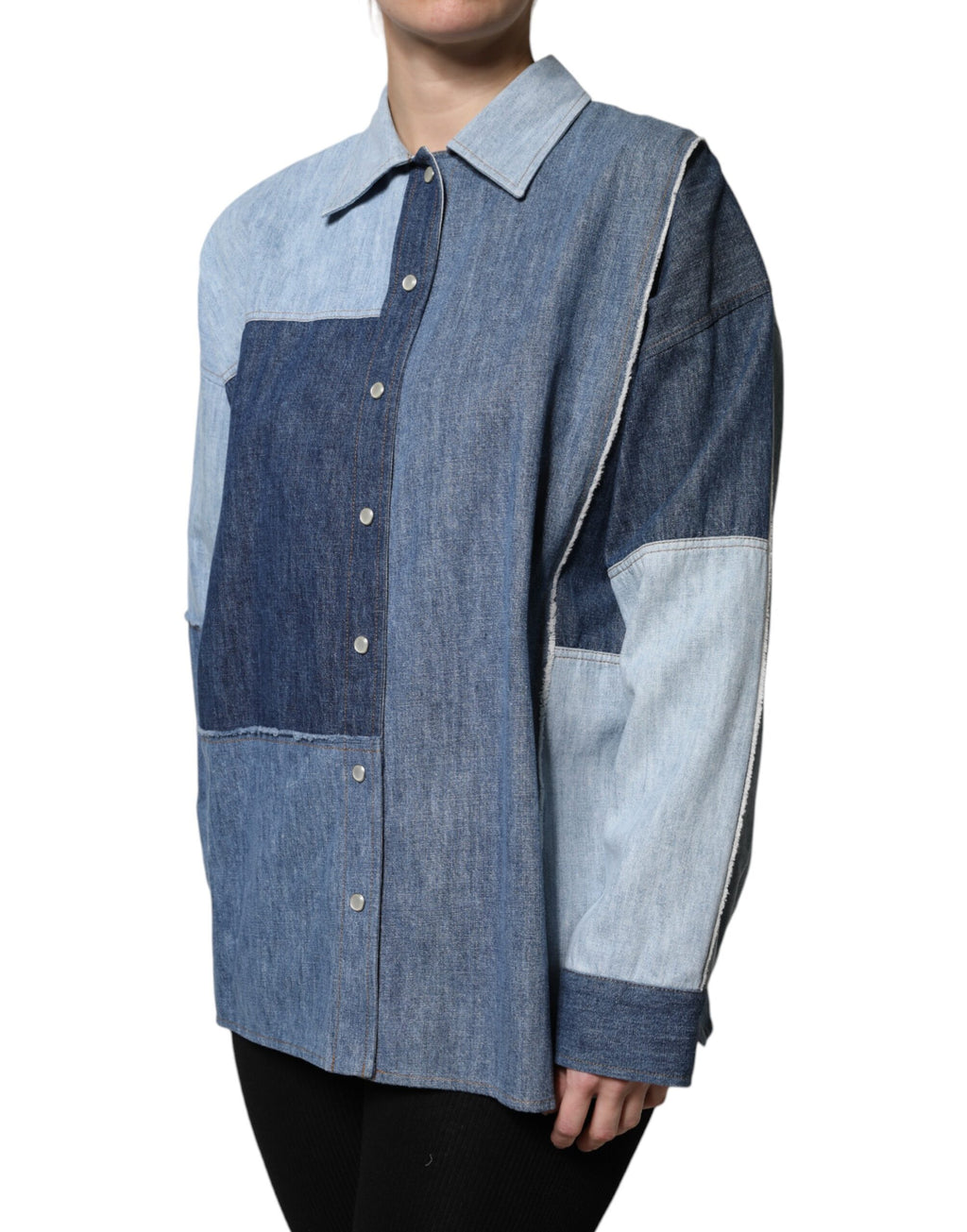 Dolce & Gabbana Blue Cotton Button Up Collared Long Sleeve Top - Eljoys Fashion 