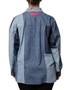 Dolce & Gabbana Blue Cotton Button Up Collared Long Sleeve Top - Eljoys Fashion 
