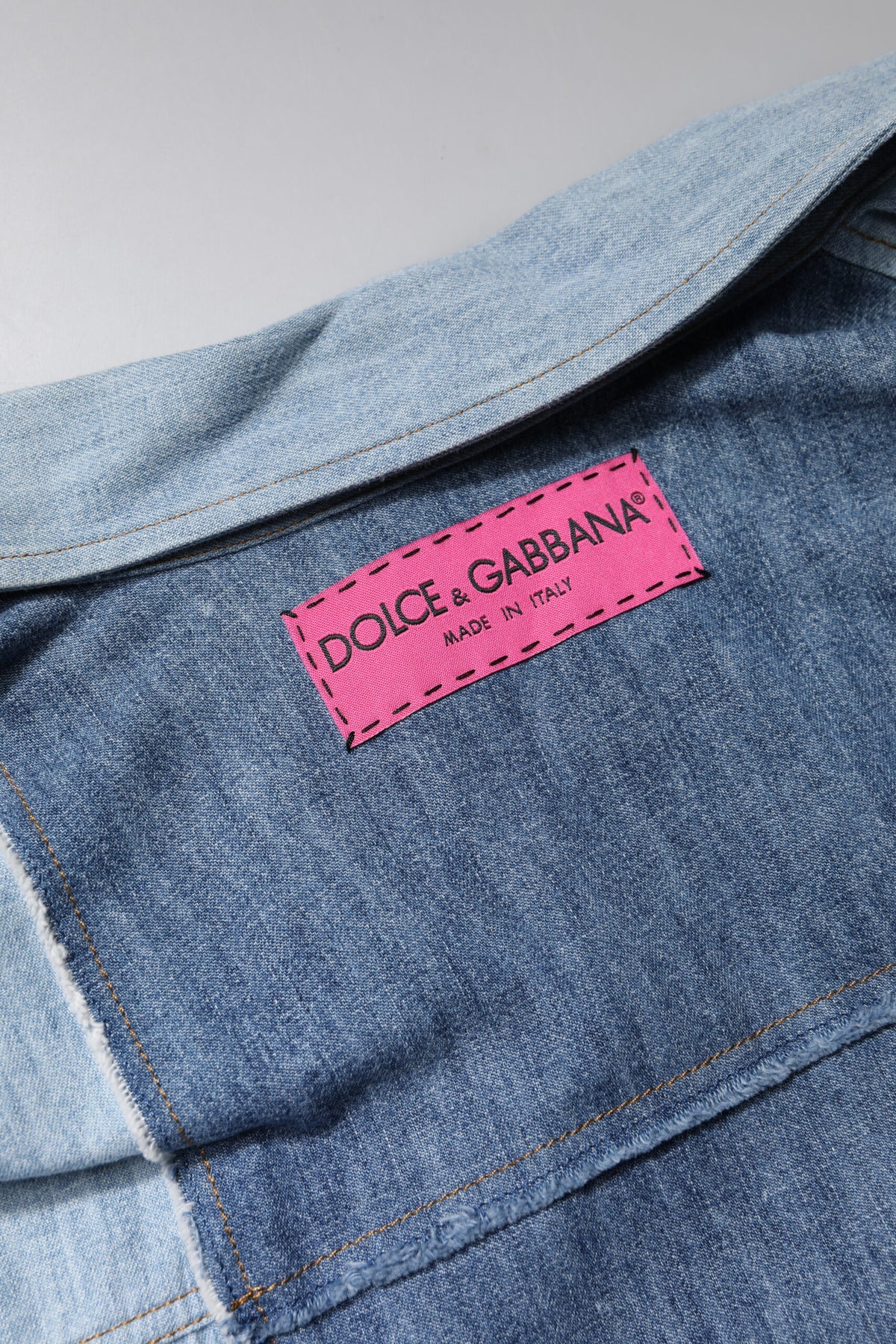Dolce & Gabbana Blue Cotton Button Up Collared Long Sleeve Top - Eljoys Fashion 