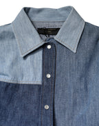 Dolce & Gabbana Blue Cotton Button Up Collared Long Sleeve Top - Eljoys Fashion 