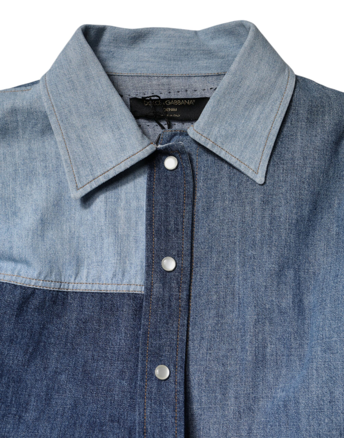 Dolce & Gabbana Blue Cotton Button Up Collared Long Sleeve Top - Eljoys Fashion 