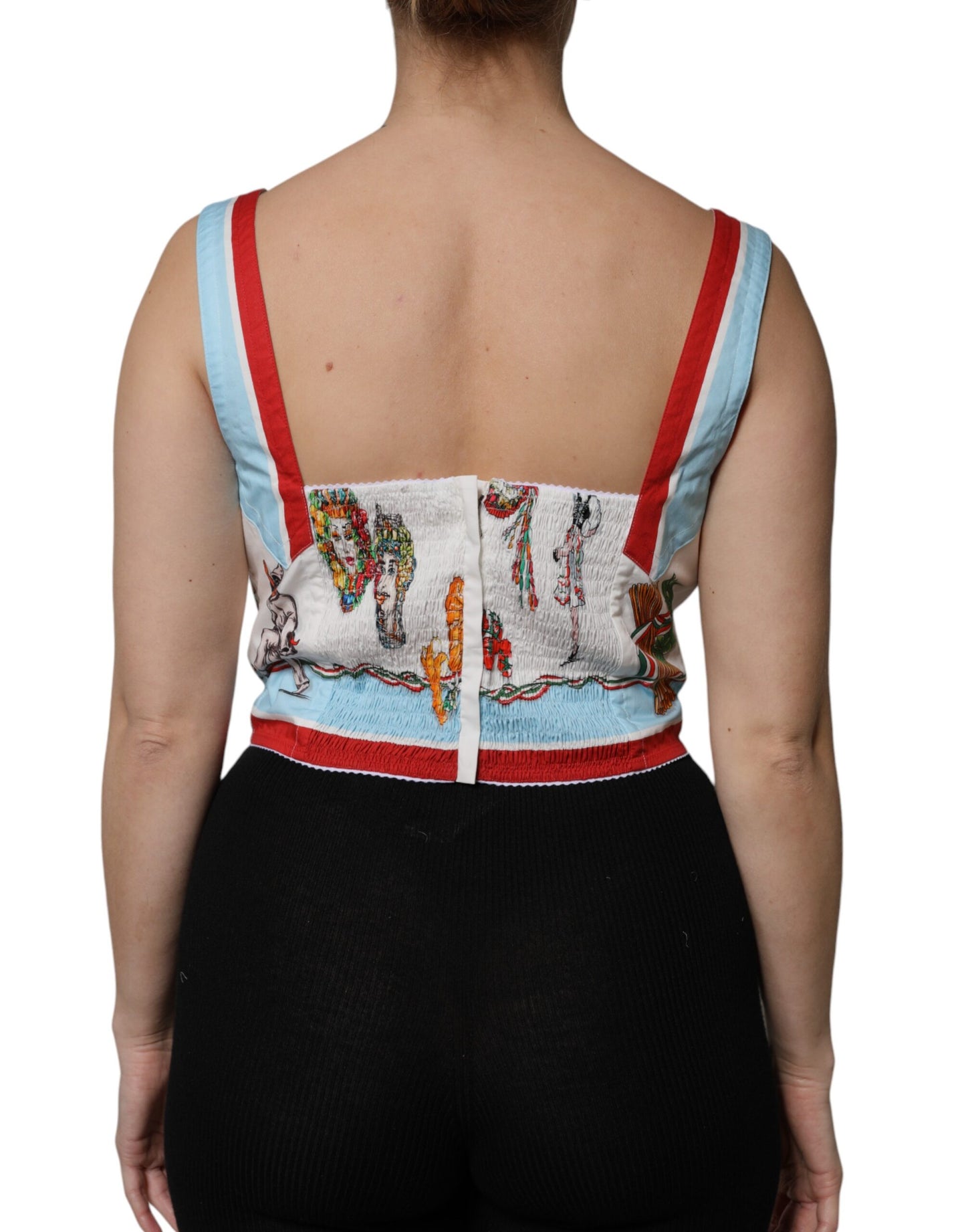 Dolce & Gabbana White Vegetable Print Sweetheart Cropped Top Dolce & Gabbana