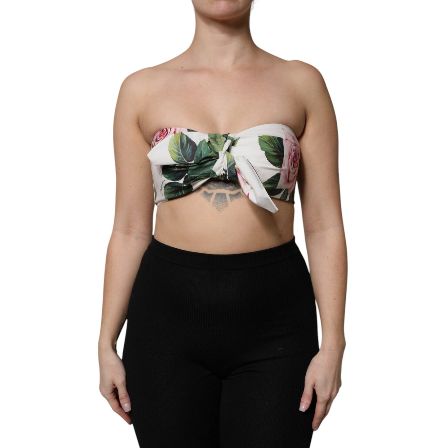 Dolce & Gabbana White Floral Print Cropped Bustier Corset Top Dolce & Gabbana