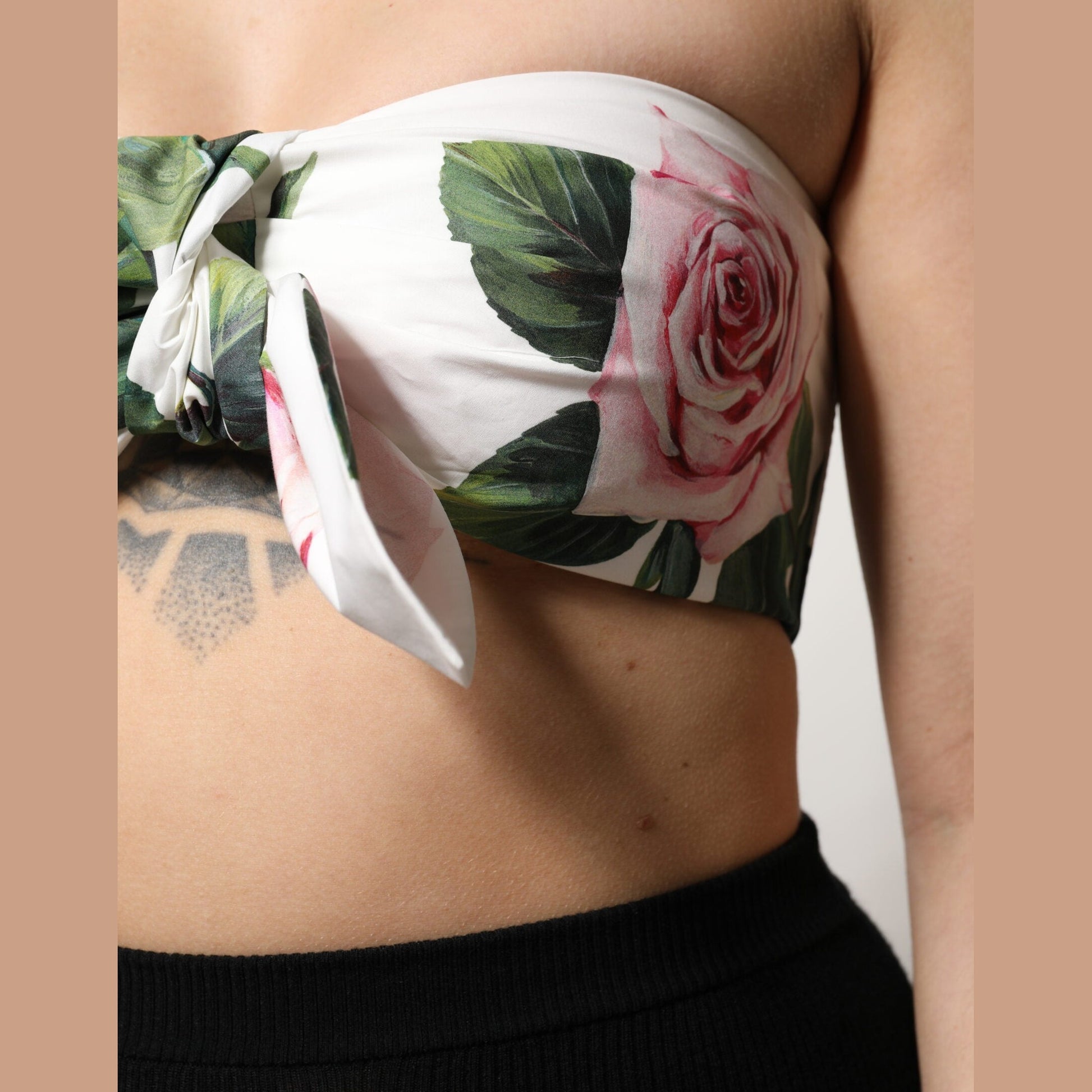 Dolce & Gabbana White Floral Print Cropped Bustier Corset Top Dolce & Gabbana