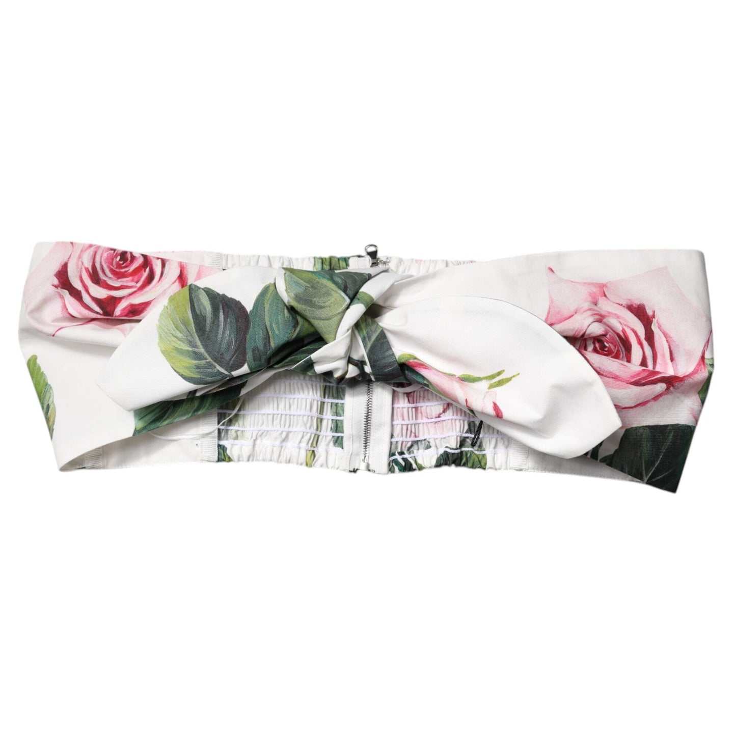 Dolce & Gabbana White Floral Print Cropped Bustier Corset Top Dolce & Gabbana
