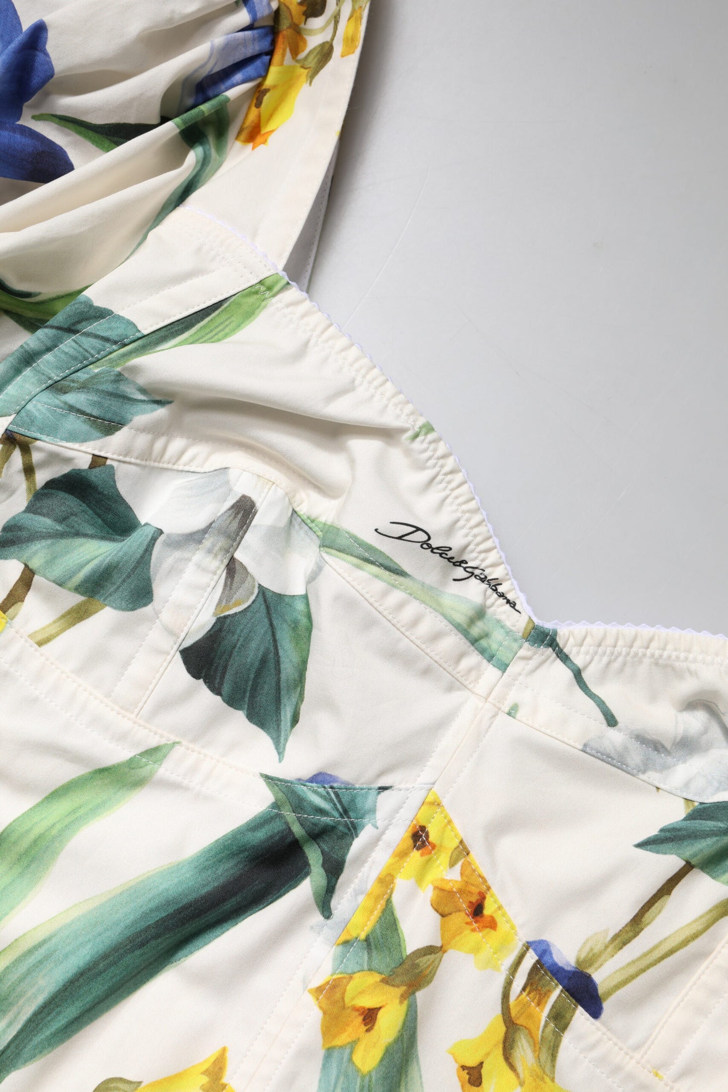 Dolce & Gabbana White Floral Puff Sleeves Crop Blouse Top Dolce & Gabbana