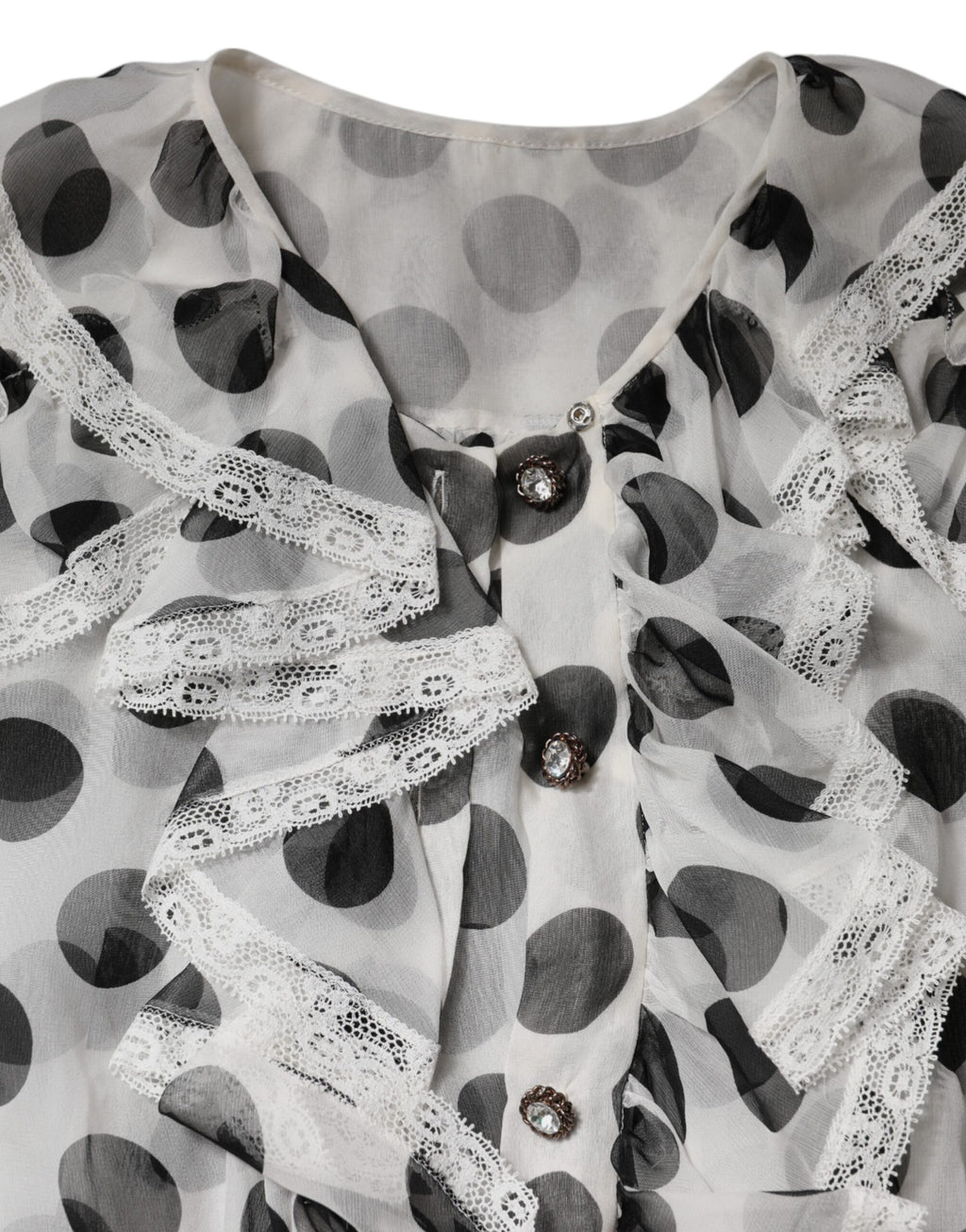 Dolce & Gabbana White Black Polka Dot Cotton Sleeveless Top