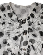 Dolce & Gabbana White Black Polka Dot Cotton Sleeveless Top