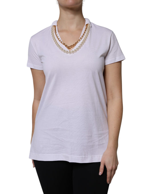 Dolce & Gabbana White Necklace Cotton Short Sleeve T-shirt Dolce & Gabbana