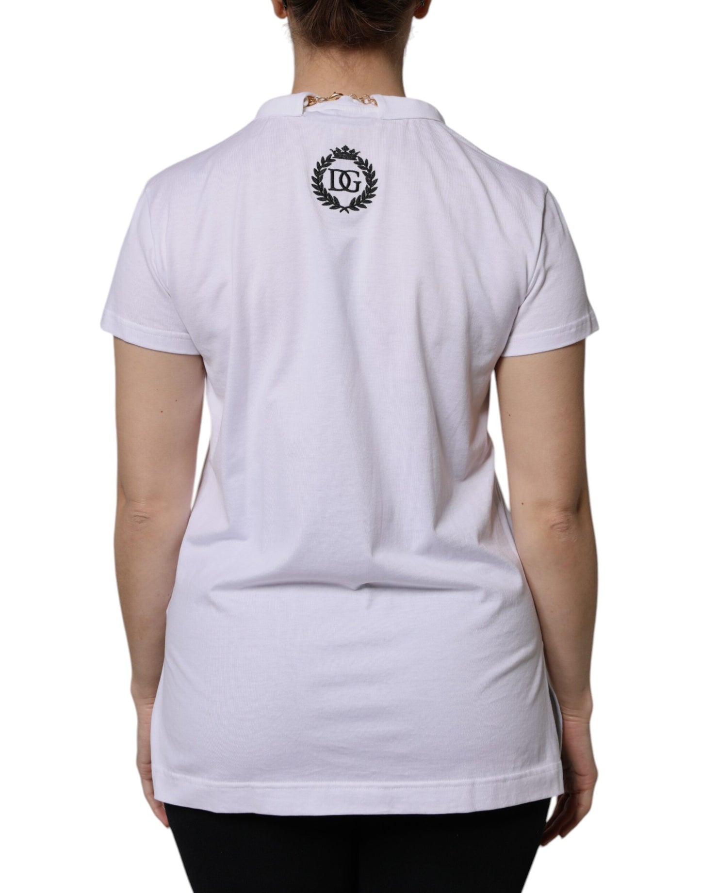 Dolce & Gabbana White Necklace Cotton Short Sleeve T-shirt Dolce & Gabbana