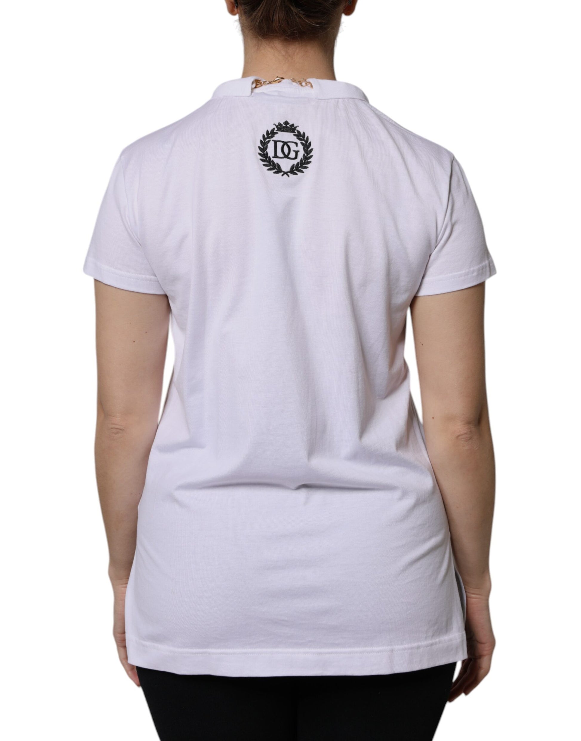 Dolce & Gabbana White Necklace Cotton Short Sleeve T-shirt Dolce & Gabbana