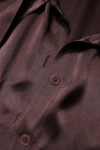 Dolce & Gabbana Brown Ascot Collar Long Sleeve Blouse Top - Eljoys Fashion 