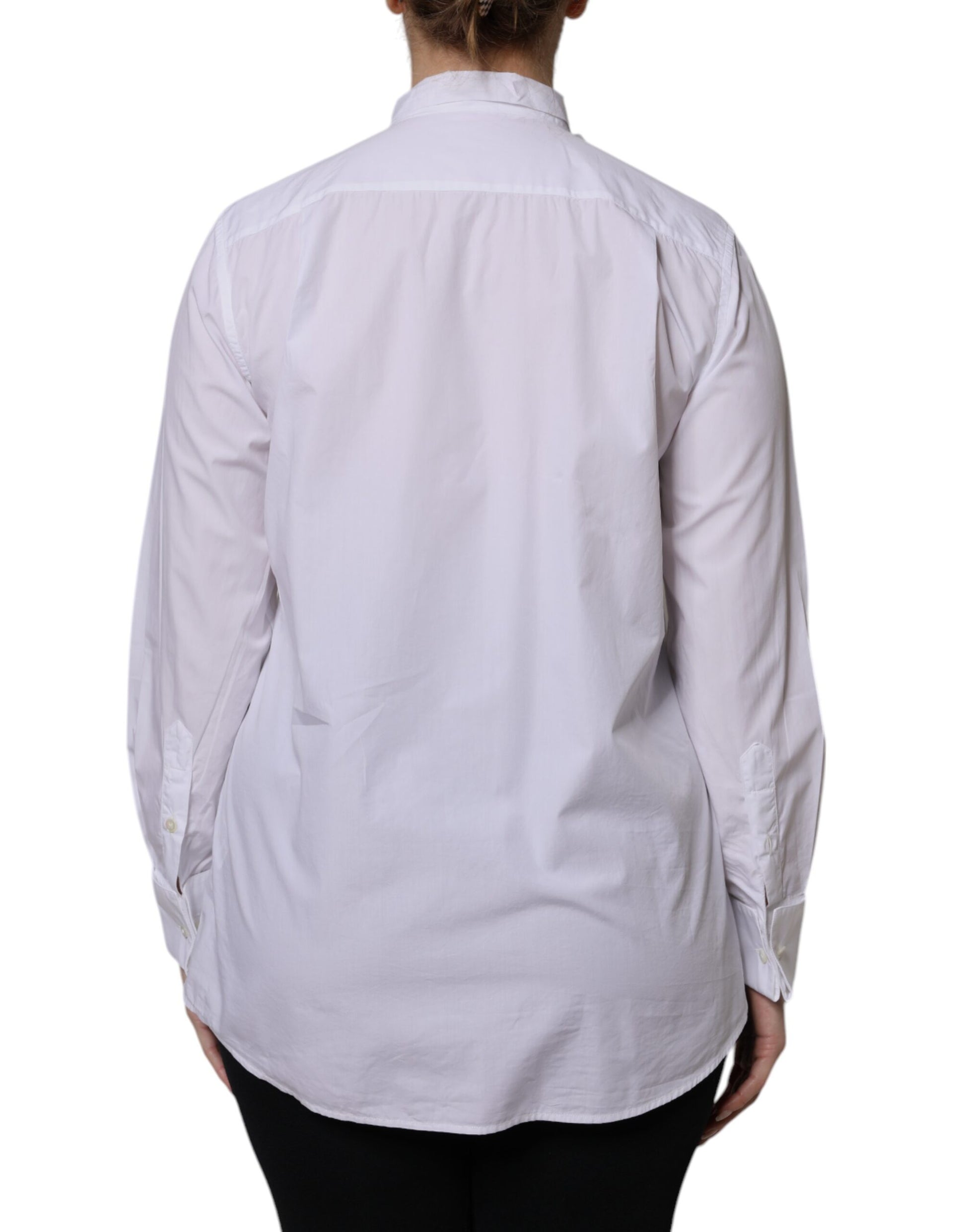 Dolce & Gabbana White Ascot Collar Long Sleeve Blouse Top Dolce & Gabbana