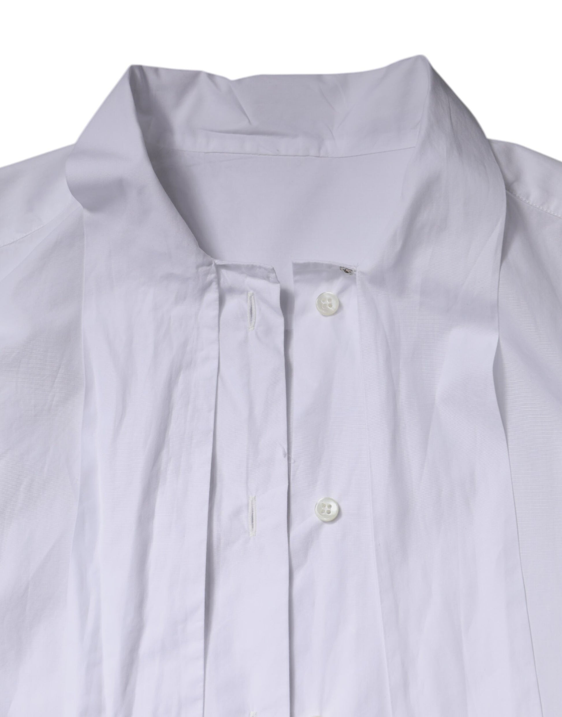 Dolce & Gabbana White Ascot Collar Long Sleeve Blouse Top Dolce & Gabbana