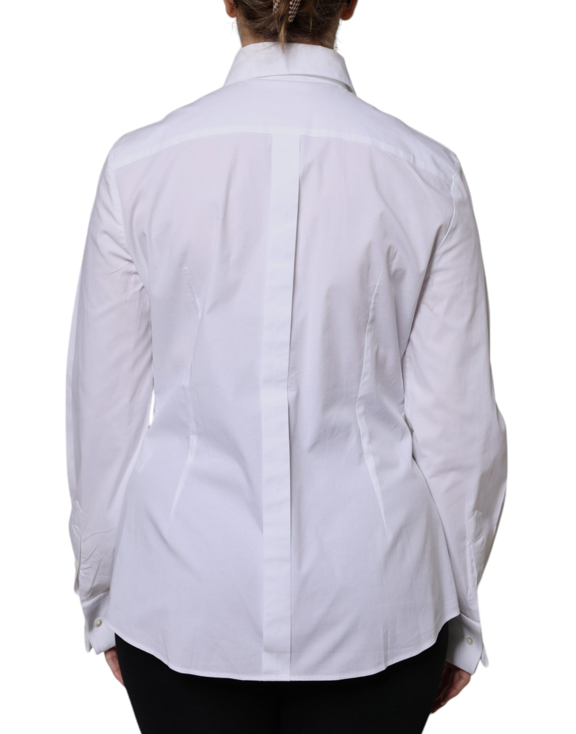 Dolce & Gabbana White Cotton Dress Collared Dress Shirt Top Dolce & Gabbana