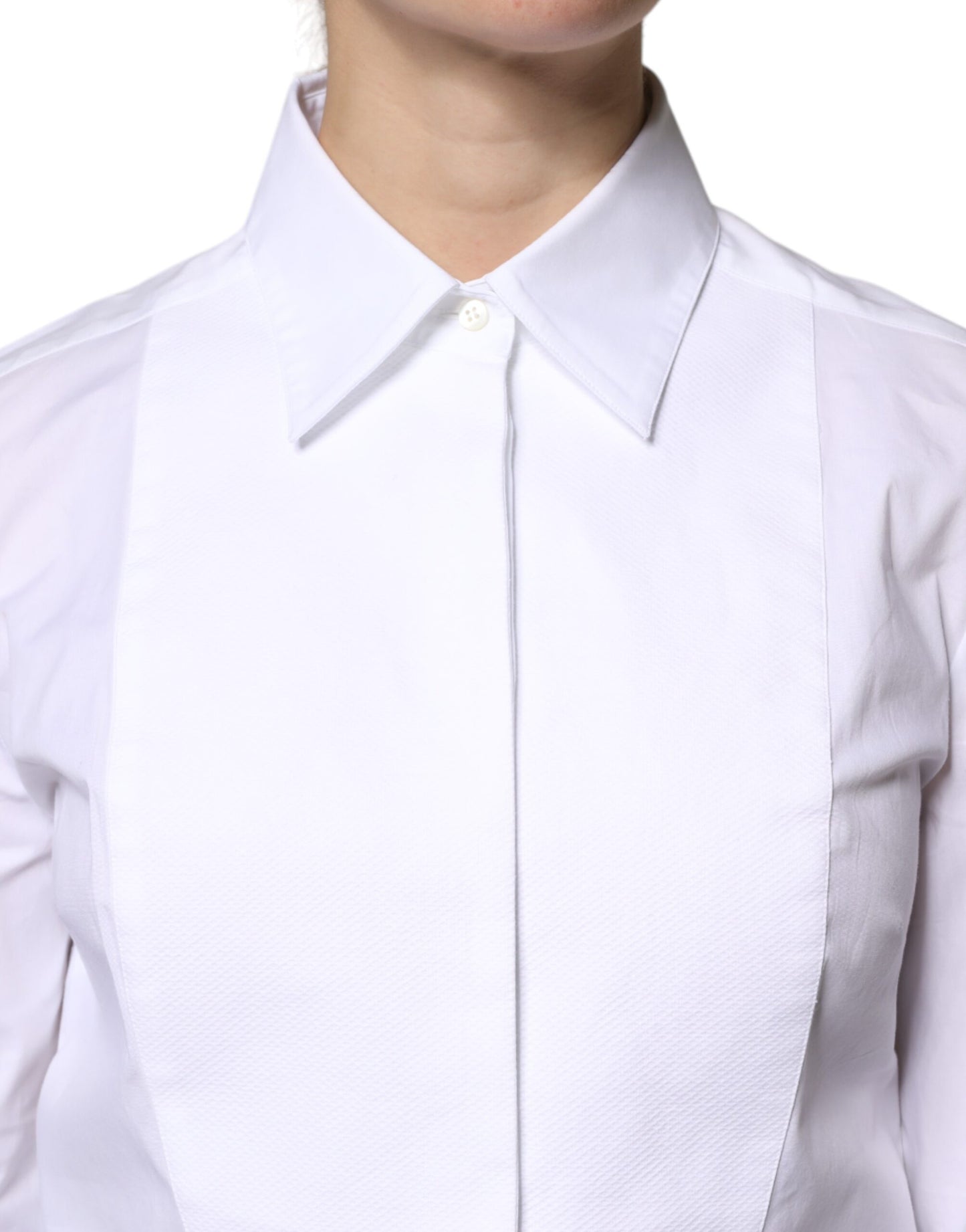 Dolce & Gabbana White Cotton Dress Collared Dress Shirt Top Dolce & Gabbana