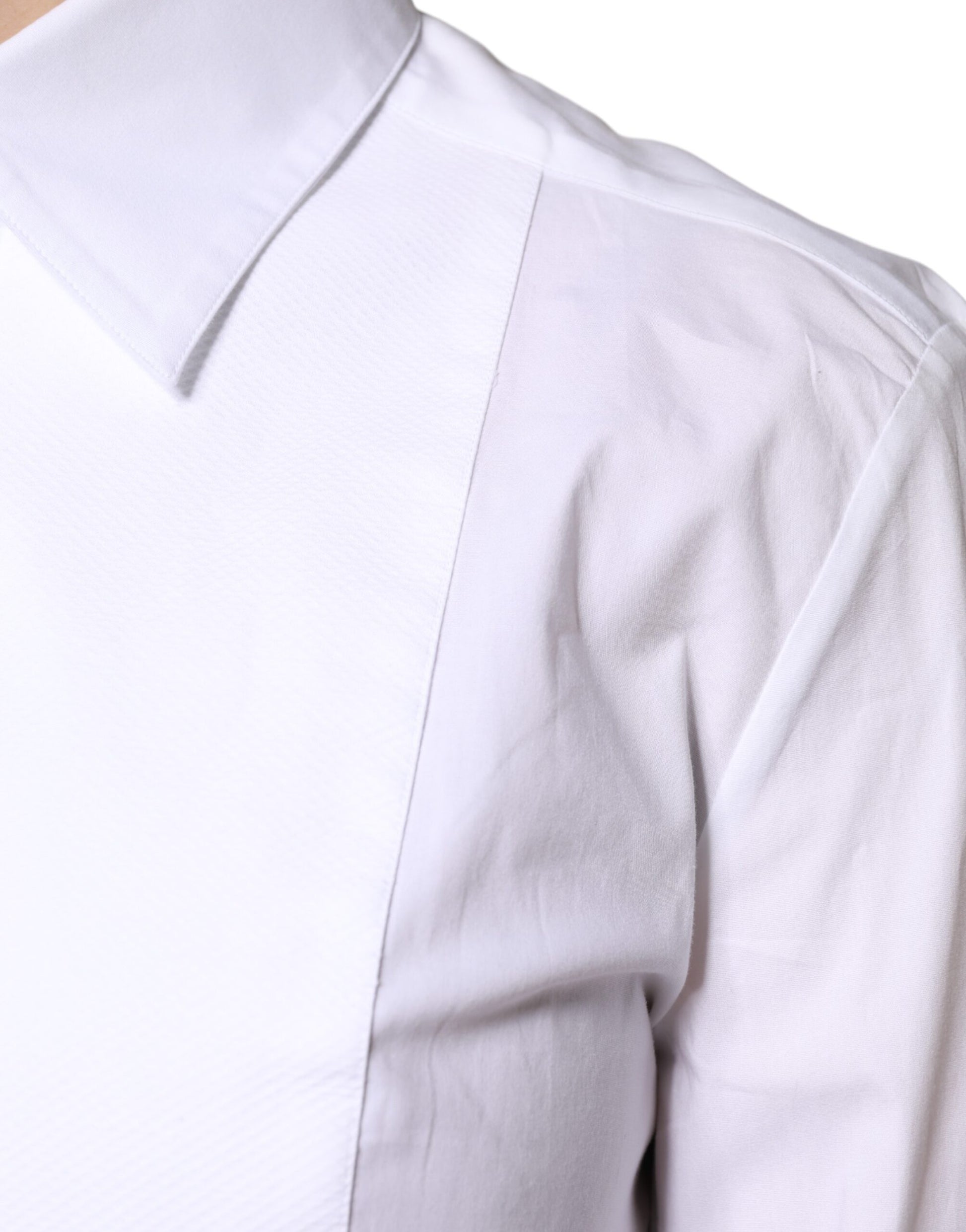 Dolce & Gabbana White Cotton Dress Collared Dress Shirt Top Dolce & Gabbana