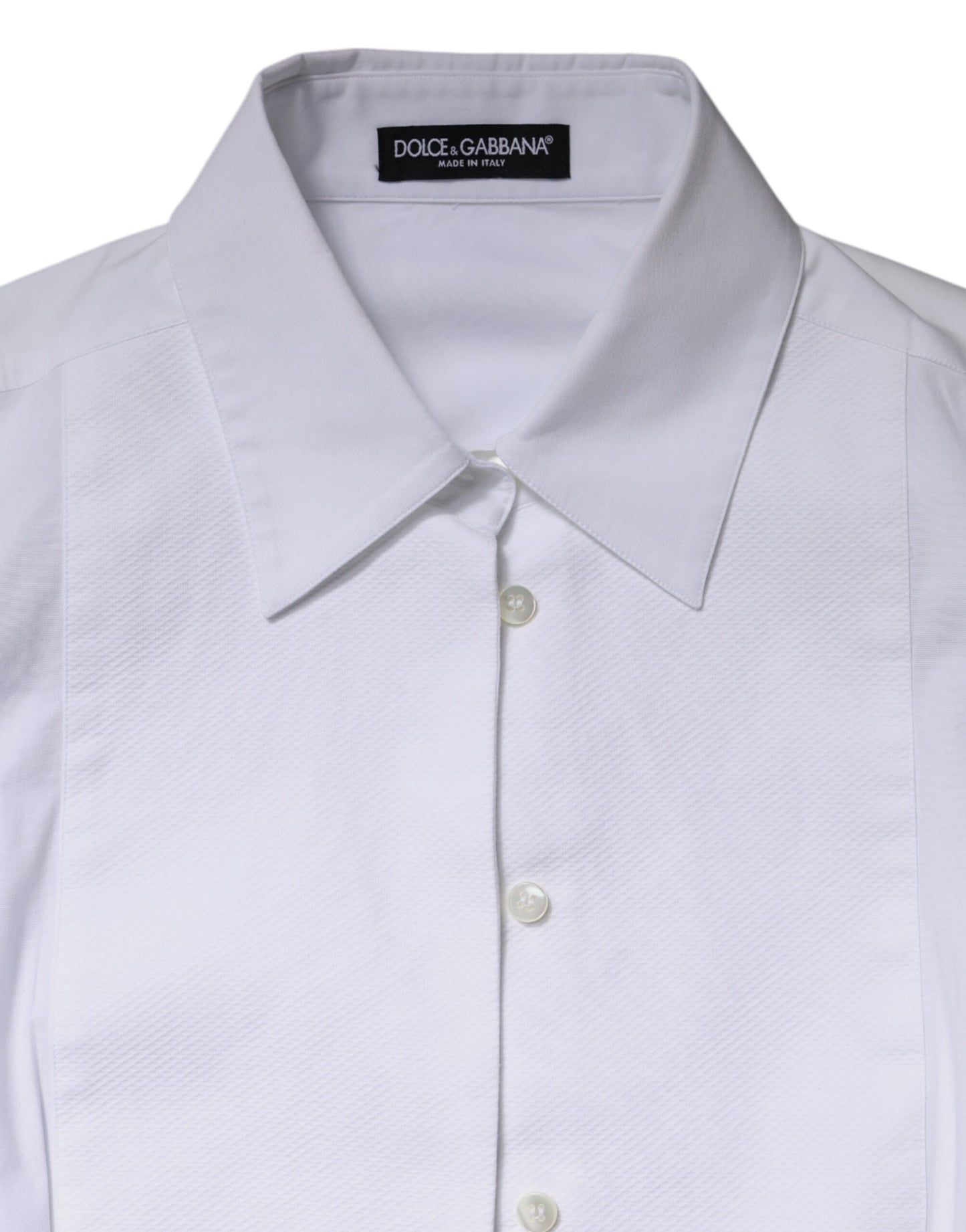 Dolce & Gabbana White Cotton Dress Collared Dress Shirt Top Dolce & Gabbana