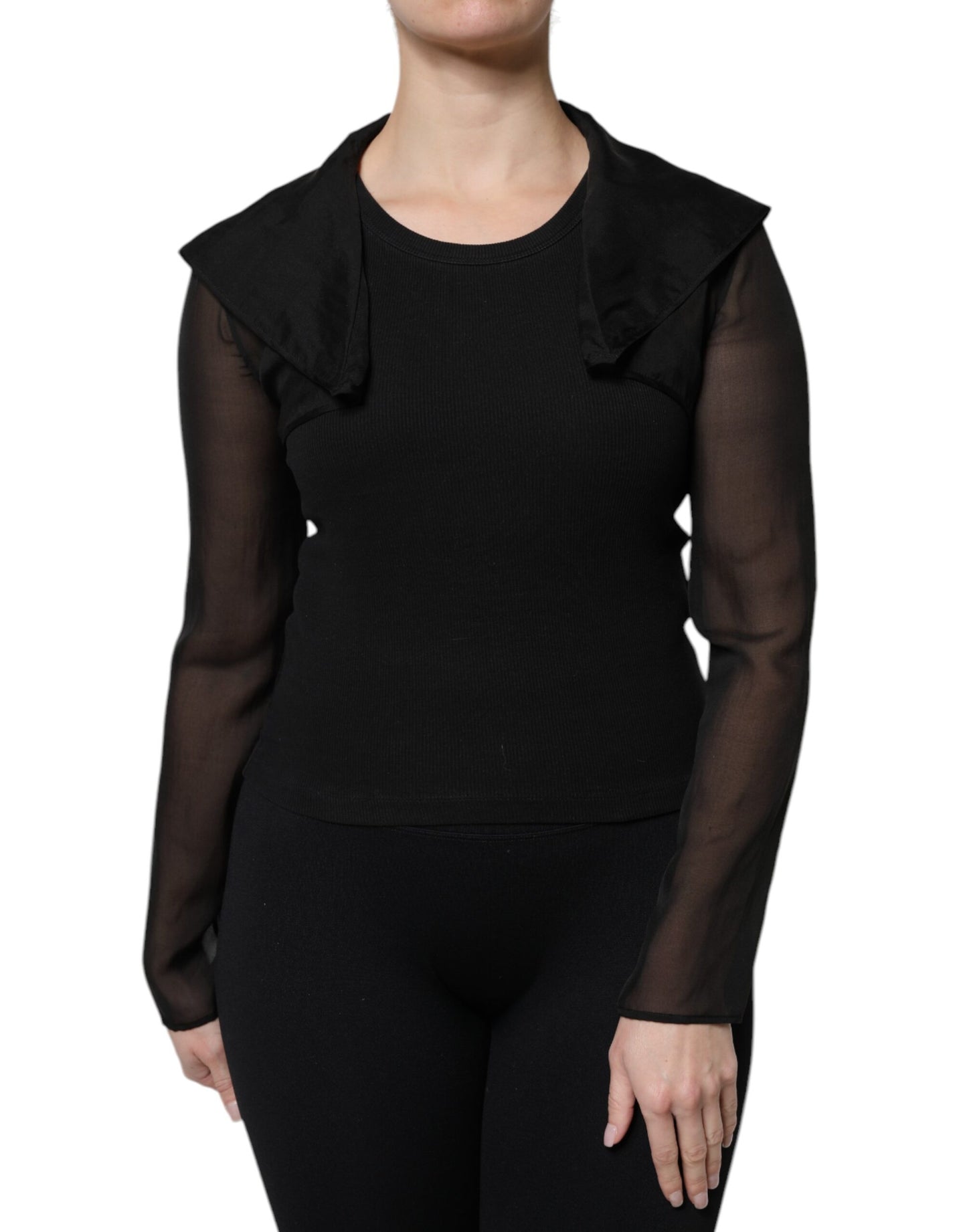 Dolce & Gabbana Black Silk Sheer Long Sleeves Blouse Top Dolce & Gabbana