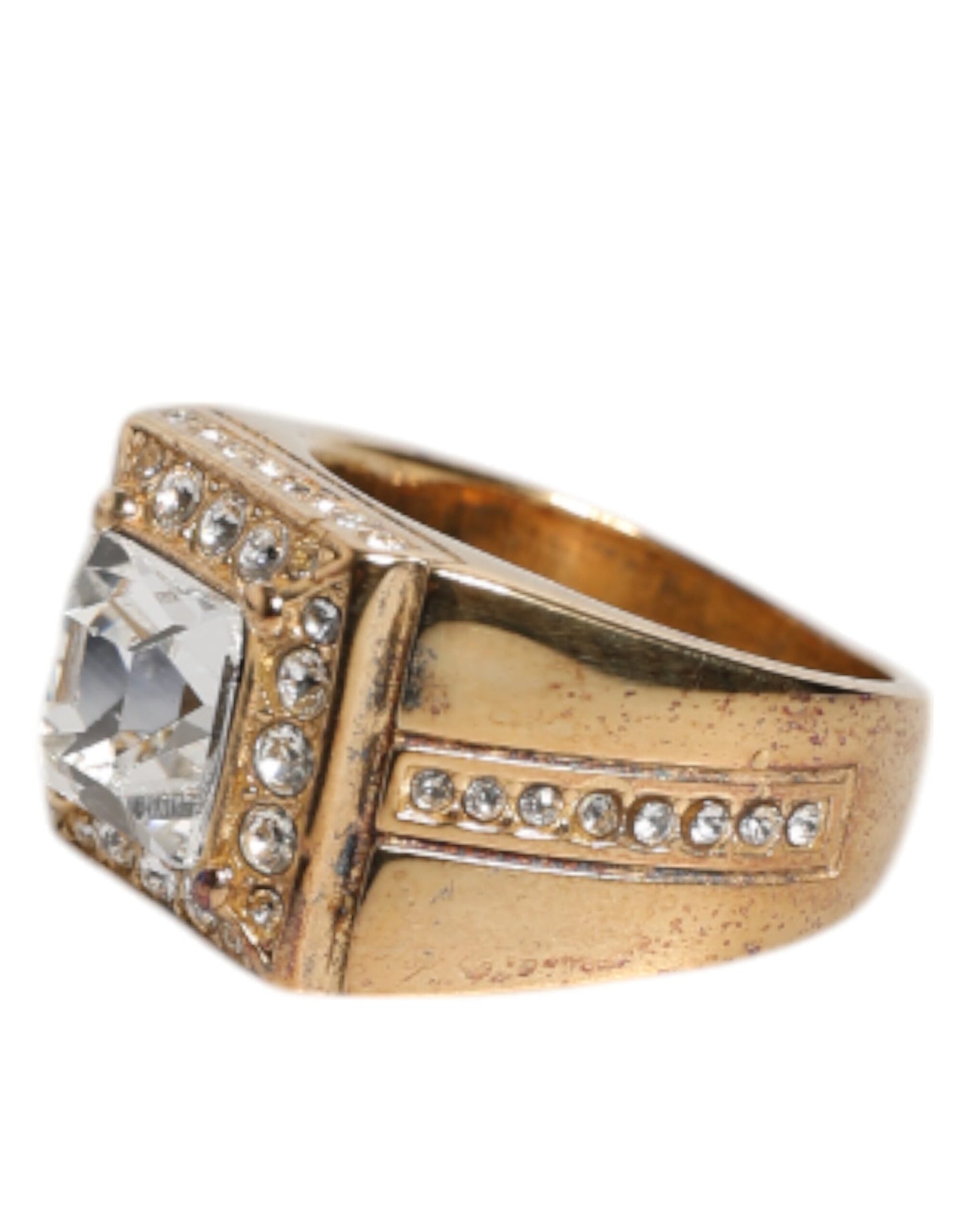 Dolce & Gabbana Gold Tone Sterling Silver 925 Crystals Ring Dolce & Gabbana