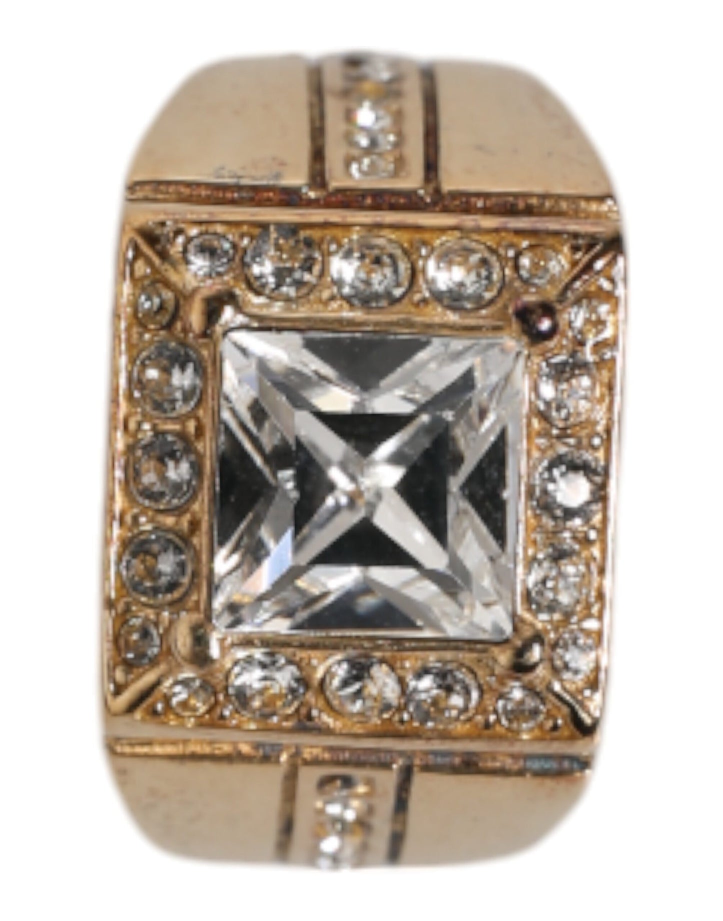 Dolce & Gabbana Gold Tone Sterling Silver 925 Crystals Ring Dolce & Gabbana