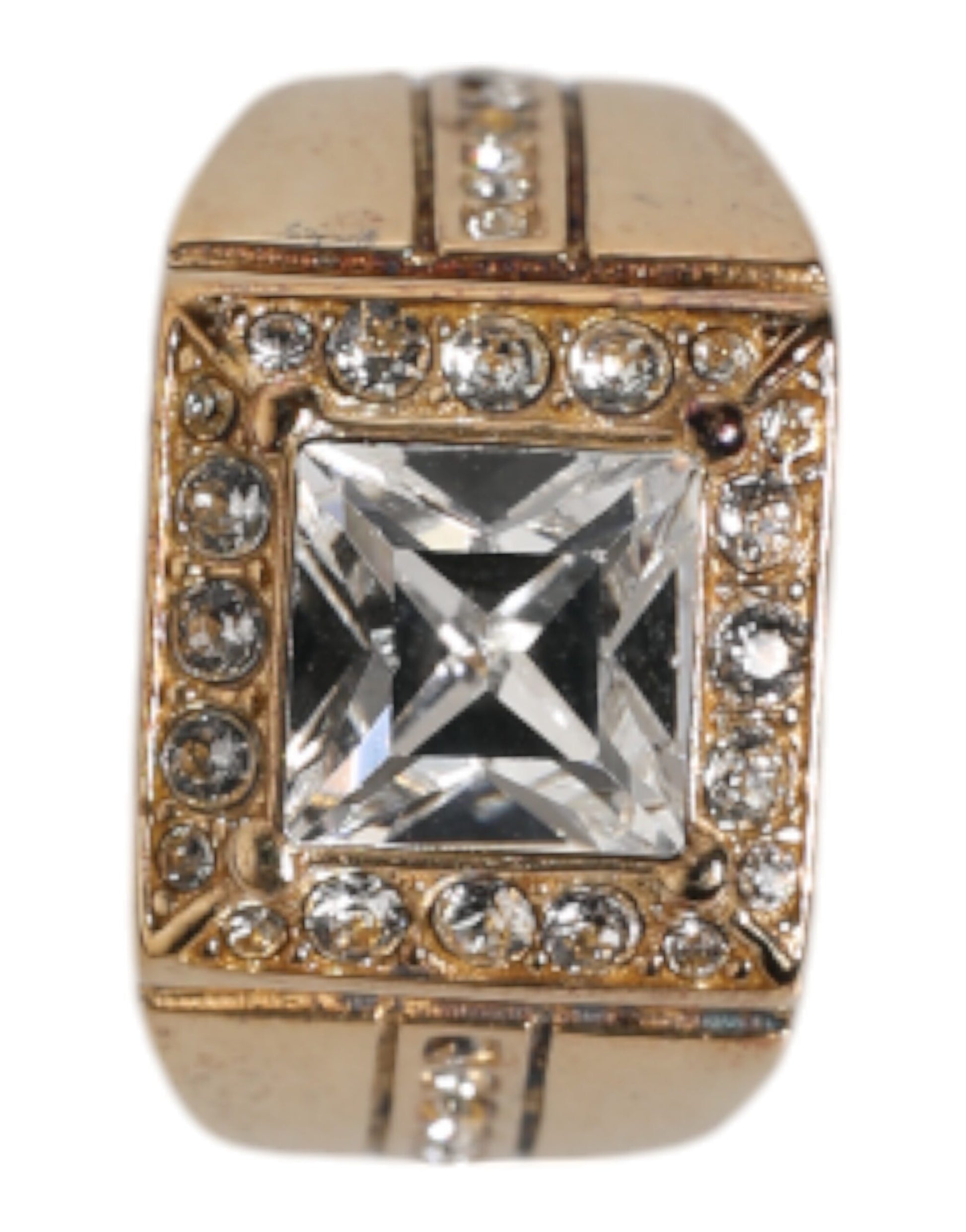 Dolce & Gabbana Gold Tone Sterling Silver 925 Crystals Ring Dolce & Gabbana