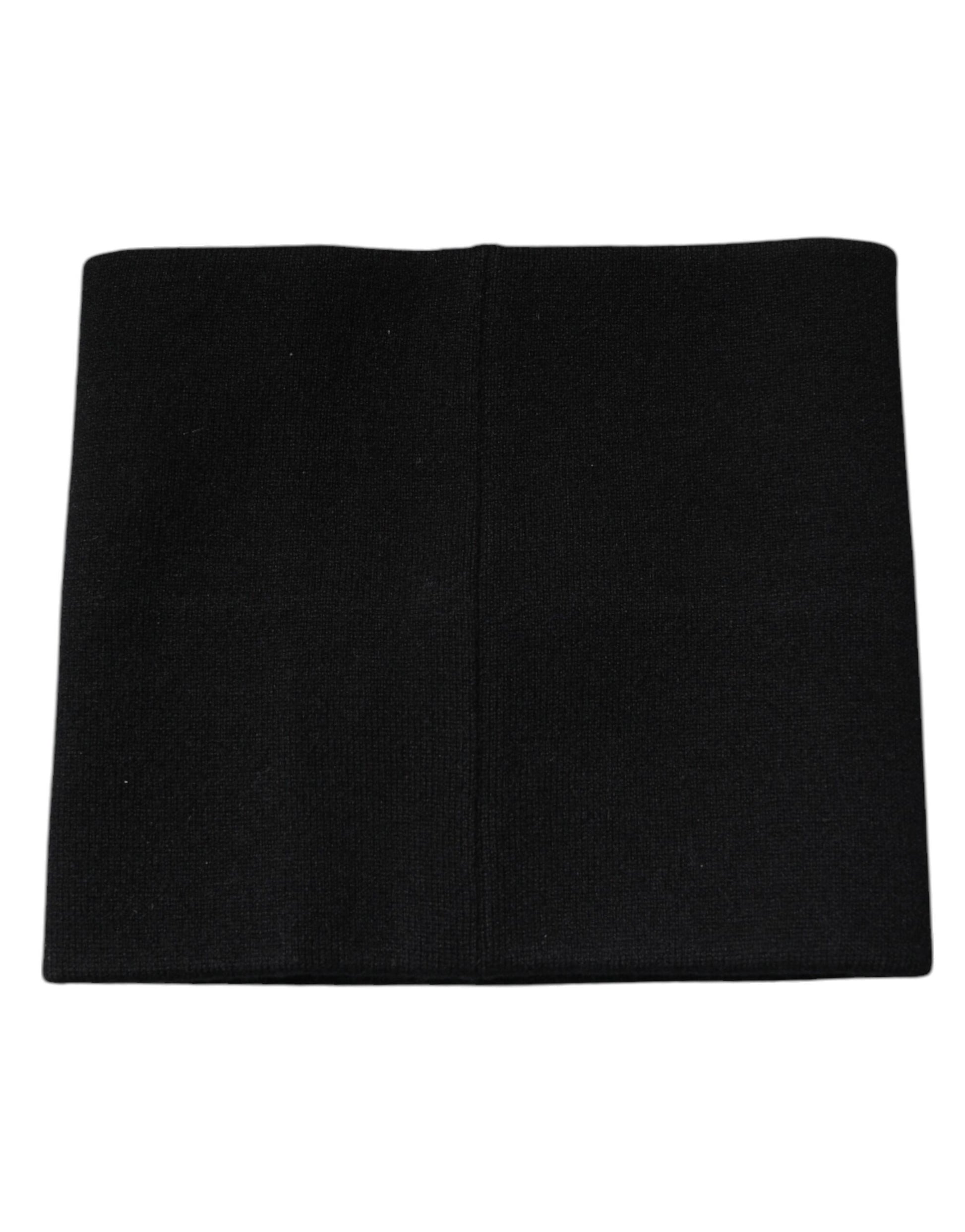 Dolce & Gabbana Black Cashmere Knitted Square Handkerchief Scarf Dolce & Gabbana