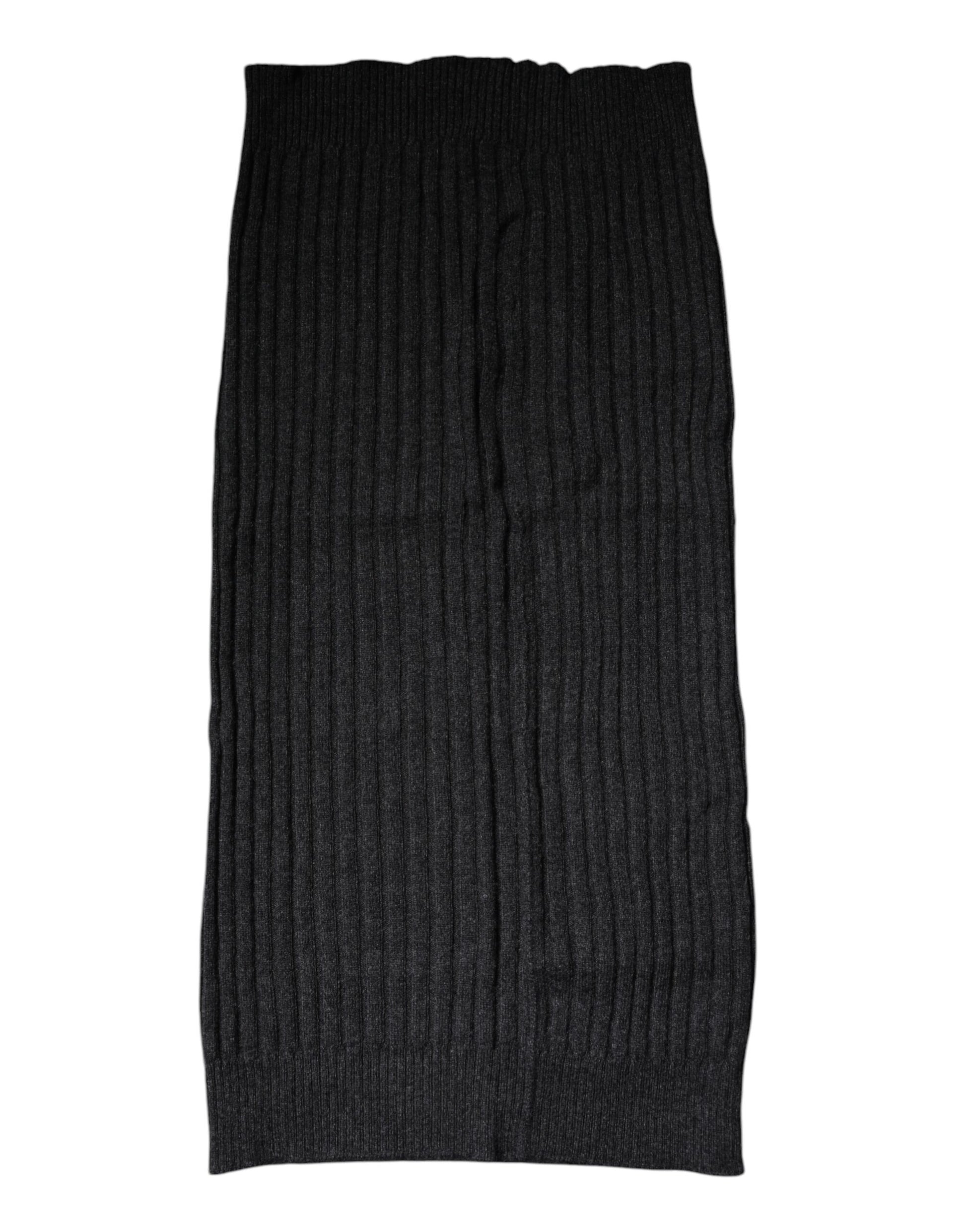 Dolce & Gabbana Black Cashmere Knitted Neck Warmer Foulard Scarf Dolce & Gabbana