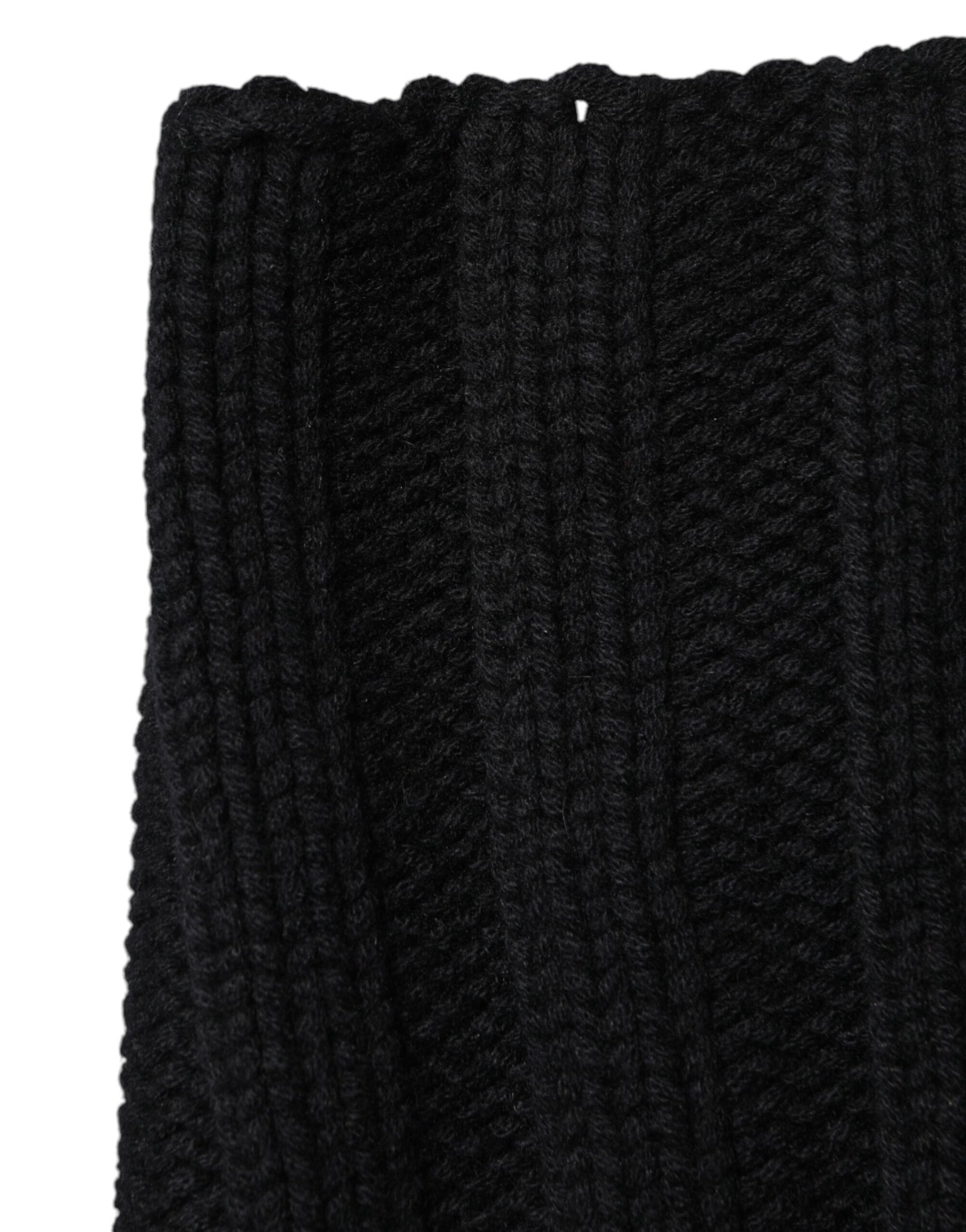 Dolce & Gabbana Black Cashmere Knitted Neck Warmer Foulard Scarf Dolce & Gabbana