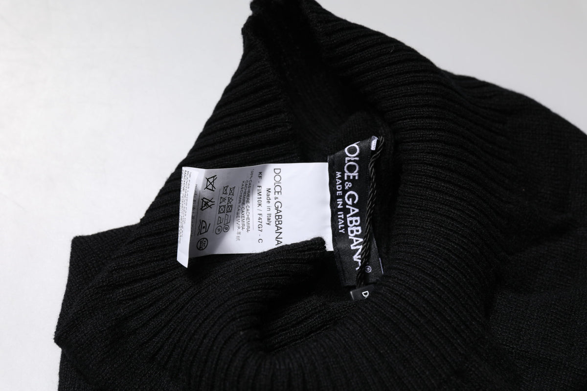 Dolce & Gabbana Black Cashmere Knitted Neck Warmer Foulard Scarf - Eljoys Fashion 