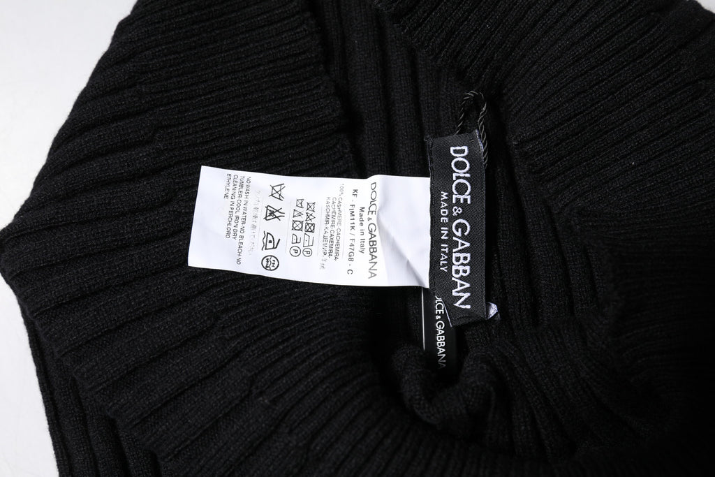 Dolce & Gabbana Black Cashmere Knitted Neck Warmer Foulard Scarf - Eljoys Fashion 