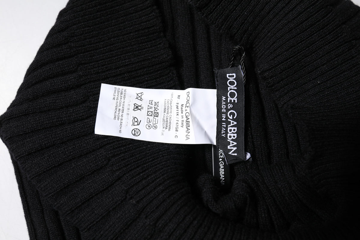 Dolce & Gabbana Black Cashmere Knitted Neck Warmer Foulard Scarf - Eljoys Fashion 