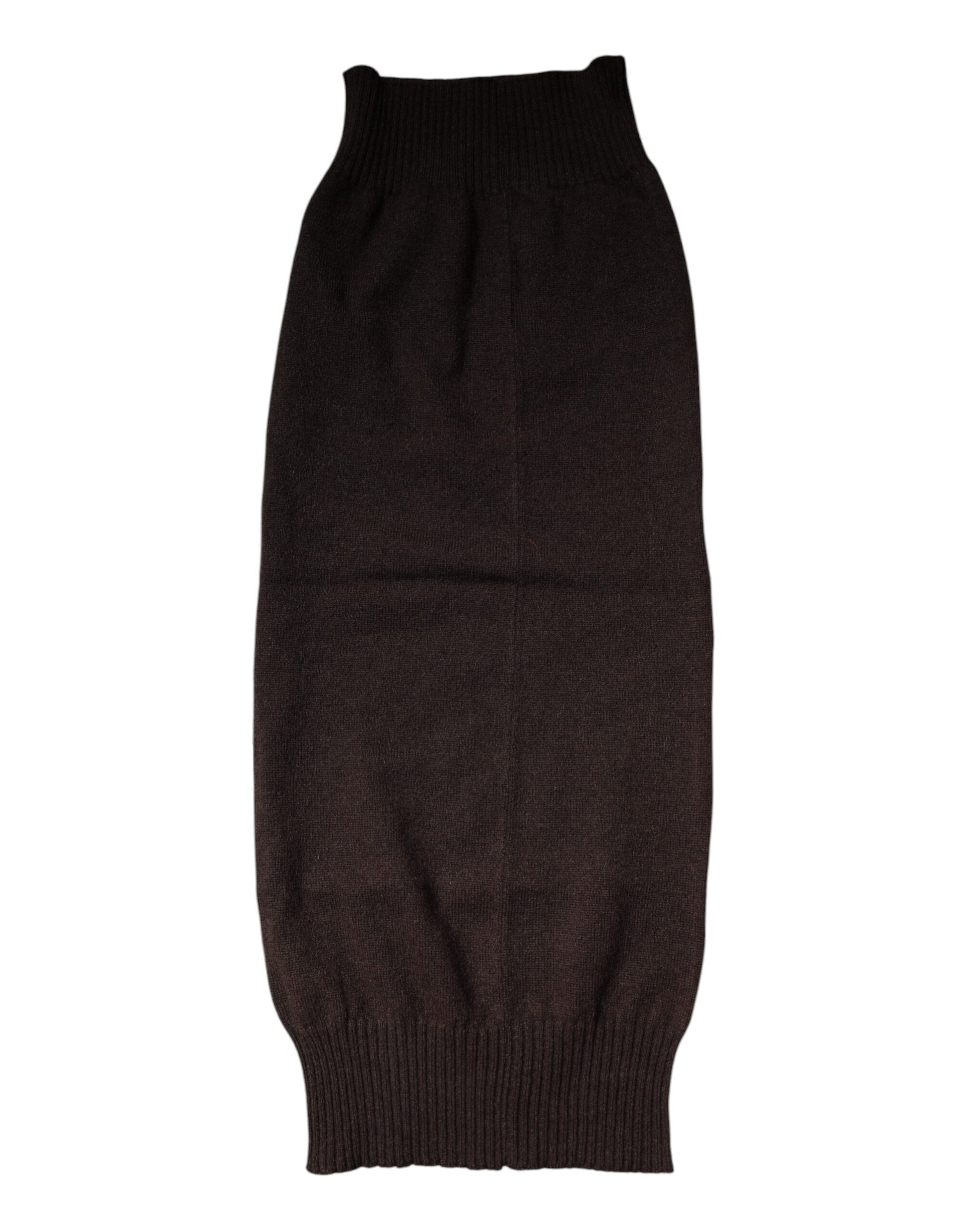 Dolce & Gabbana Brown Cashmere Knitted Neck Warmer Foulard Scarf Dolce & Gabbana