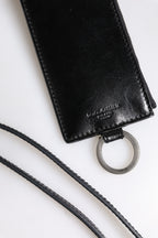 Dolce & Gabbana Black Leather Logo Embossed Lanyard Card Holder Wallet - Eljoys Fashion 