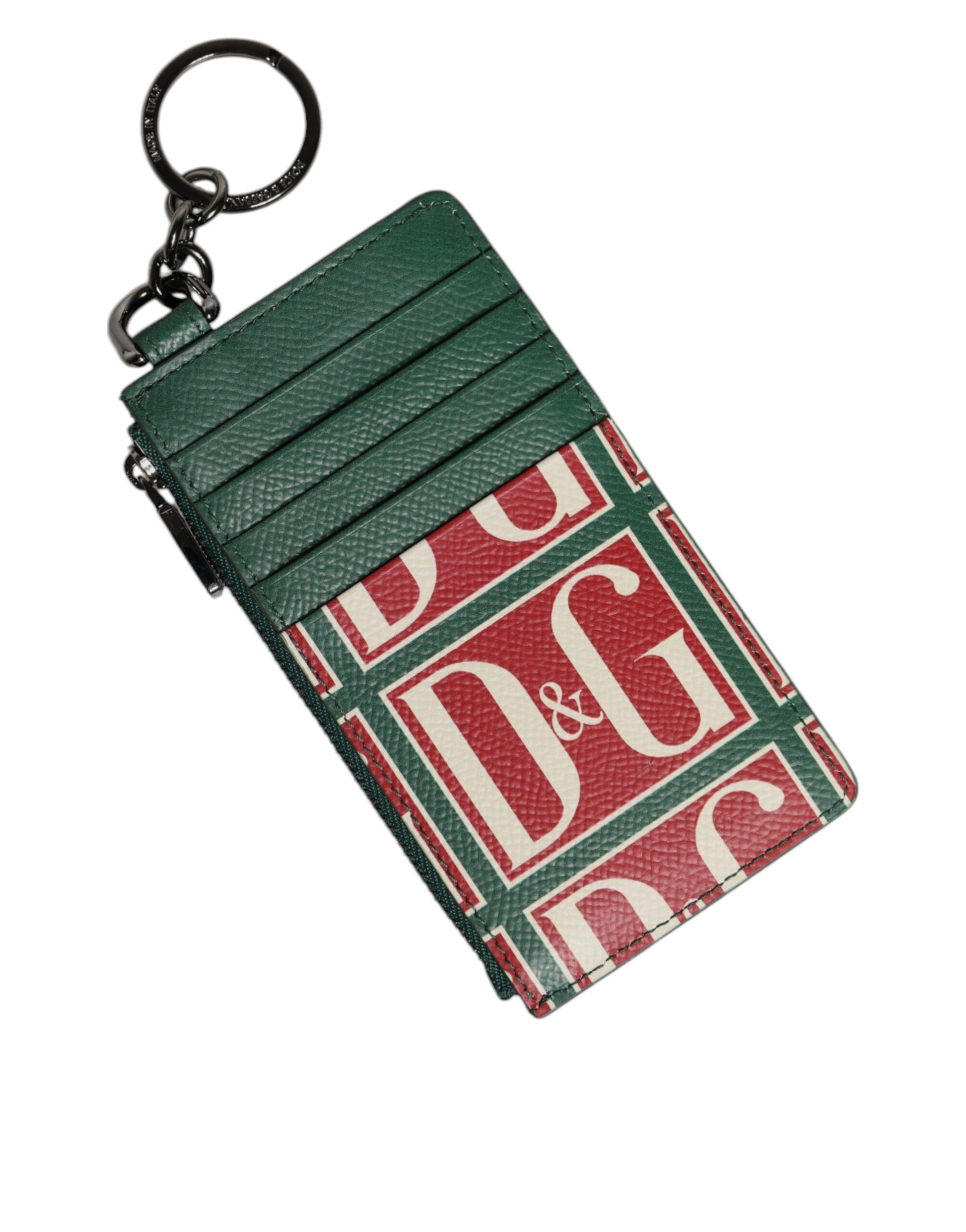 Dolce & Gabbana Green Calf Leather Logo Print Monogram Card Holder Wallet Dolce & Gabbana