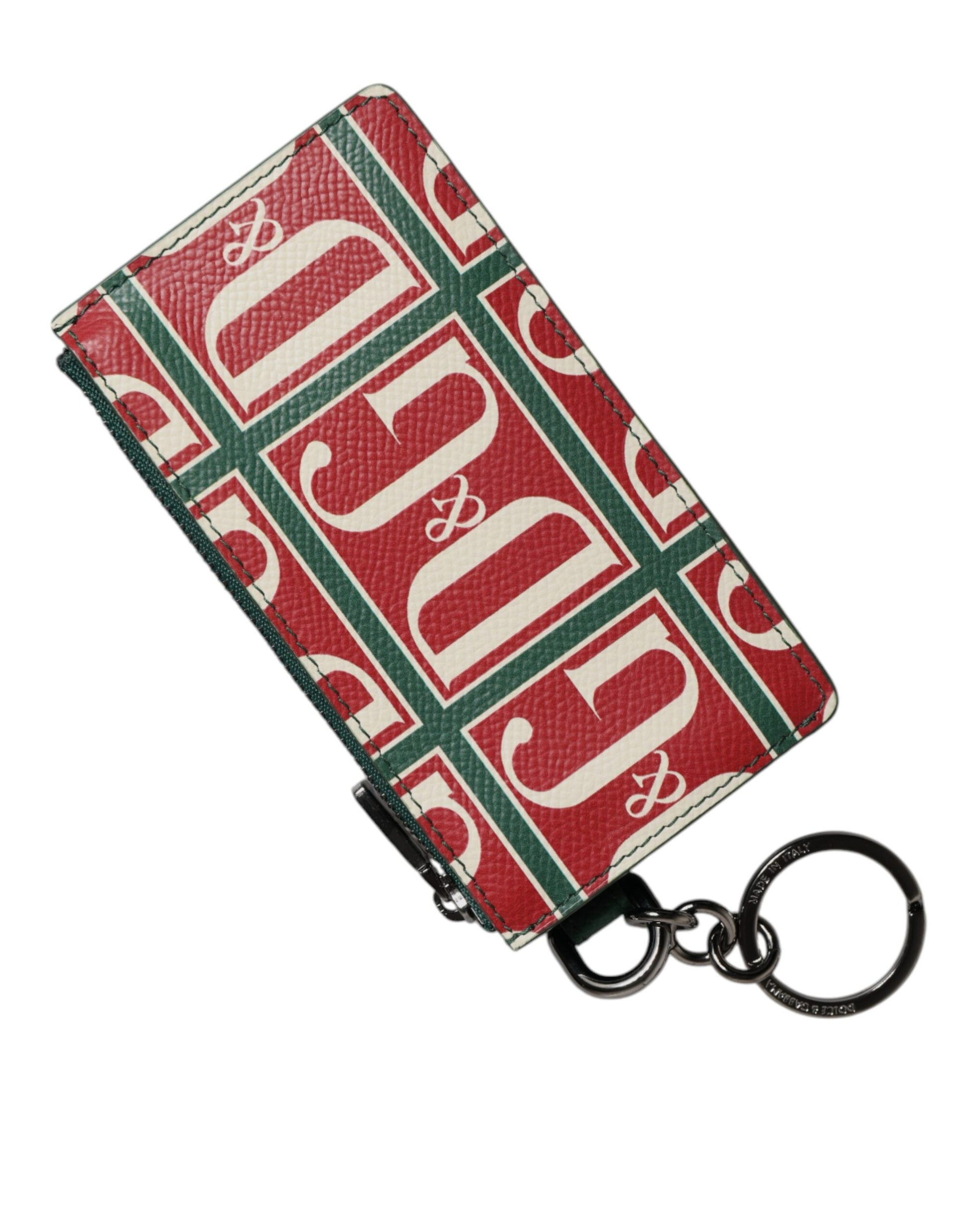 Dolce & Gabbana Green Calf Leather Logo Print Monogram Card Holder Wallet Dolce & Gabbana
