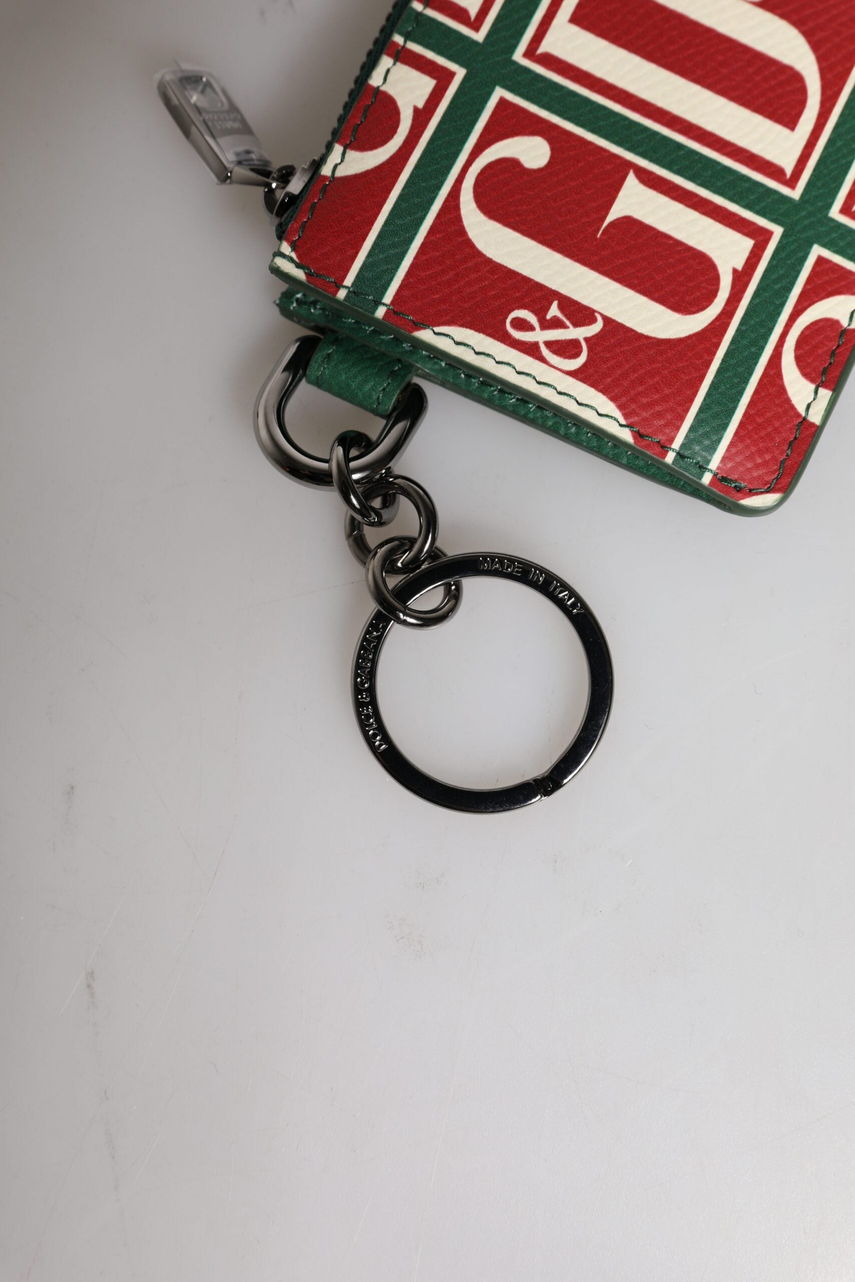Dolce & Gabbana Green Calf Leather Logo Print Monogram Card Holder Wallet Dolce & Gabbana