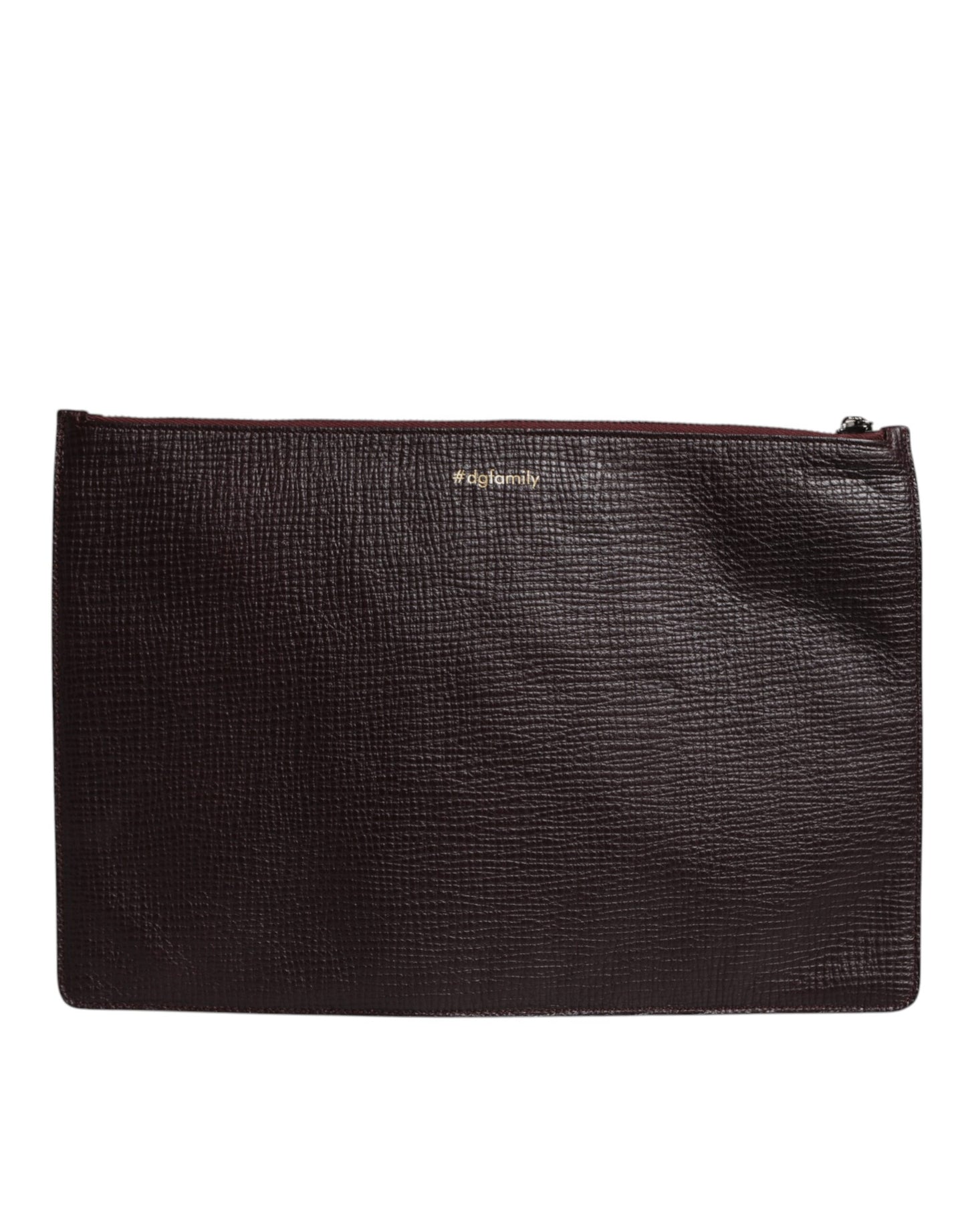 Dolce & Gabbana Brown Leather #DGFAMILY Embellished Men Clutch Pouch Bag Dolce & Gabbana