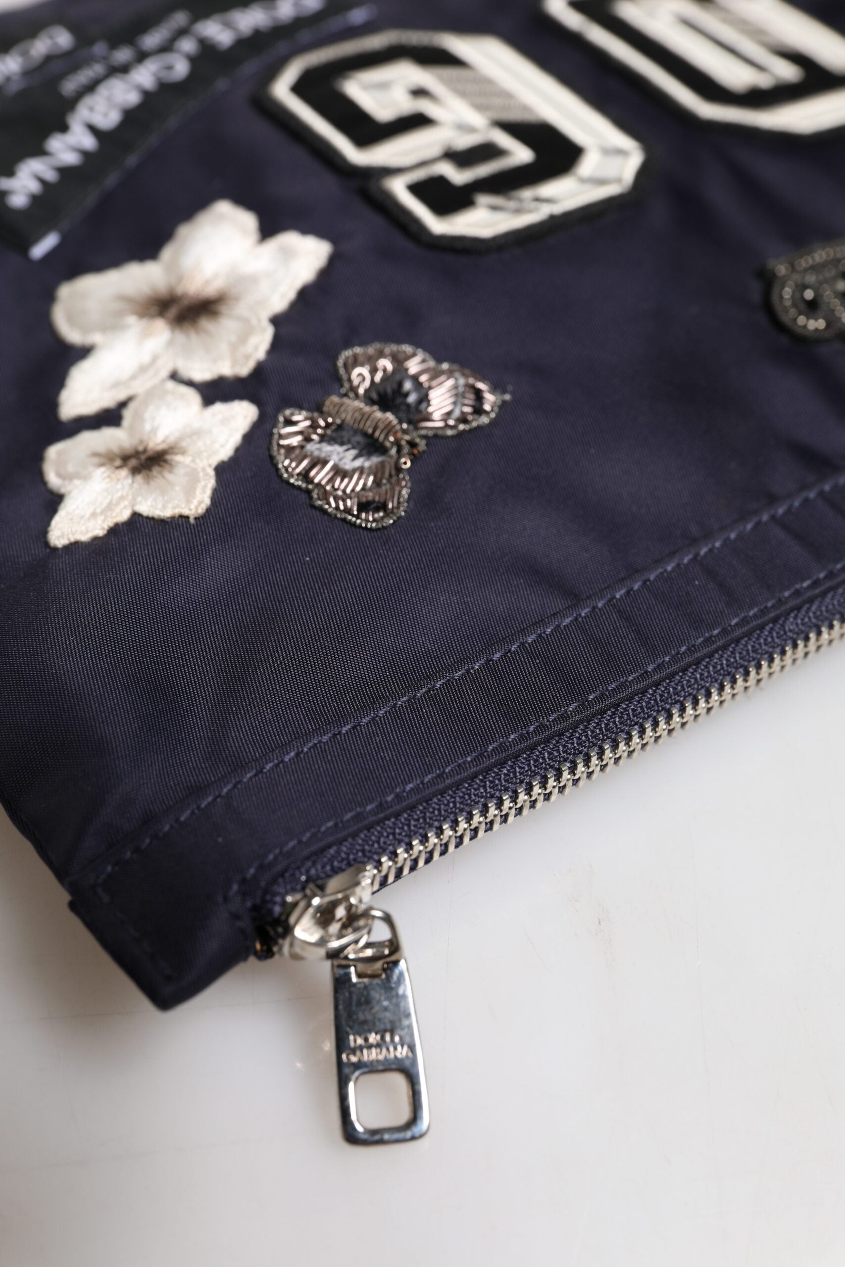 Dolce & Gabbana Blue DG Logo Patch Embellished Pouch Clutch Bag Dolce & Gabbana
