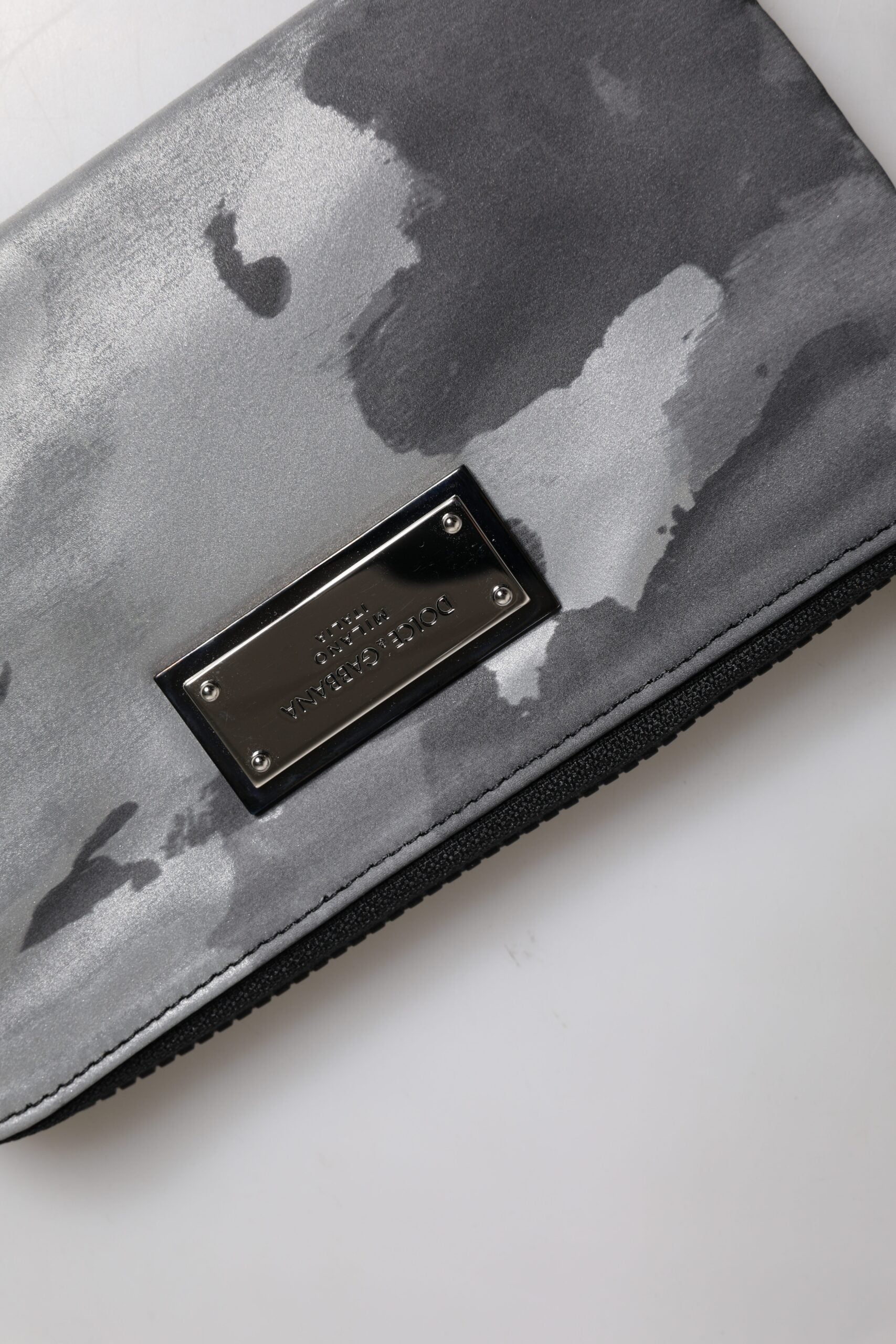 Dolce & Gabbana Black Gray Camouflage Logo Plaque Keyring Pouch Bag Dolce & Gabbana
