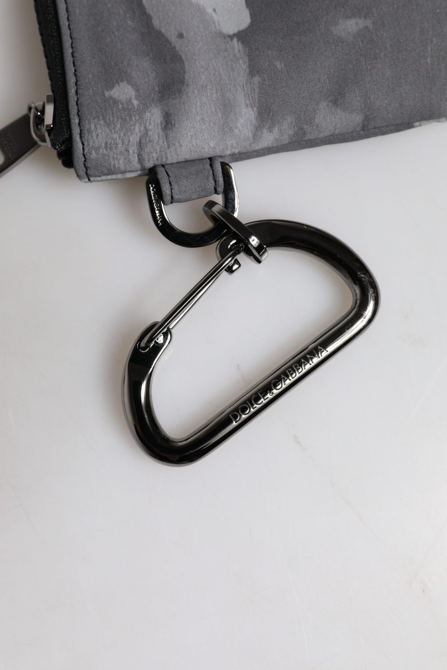 Dolce & Gabbana Black Gray Camouflage Logo Plaque Keyring Pouch Bag Dolce & Gabbana