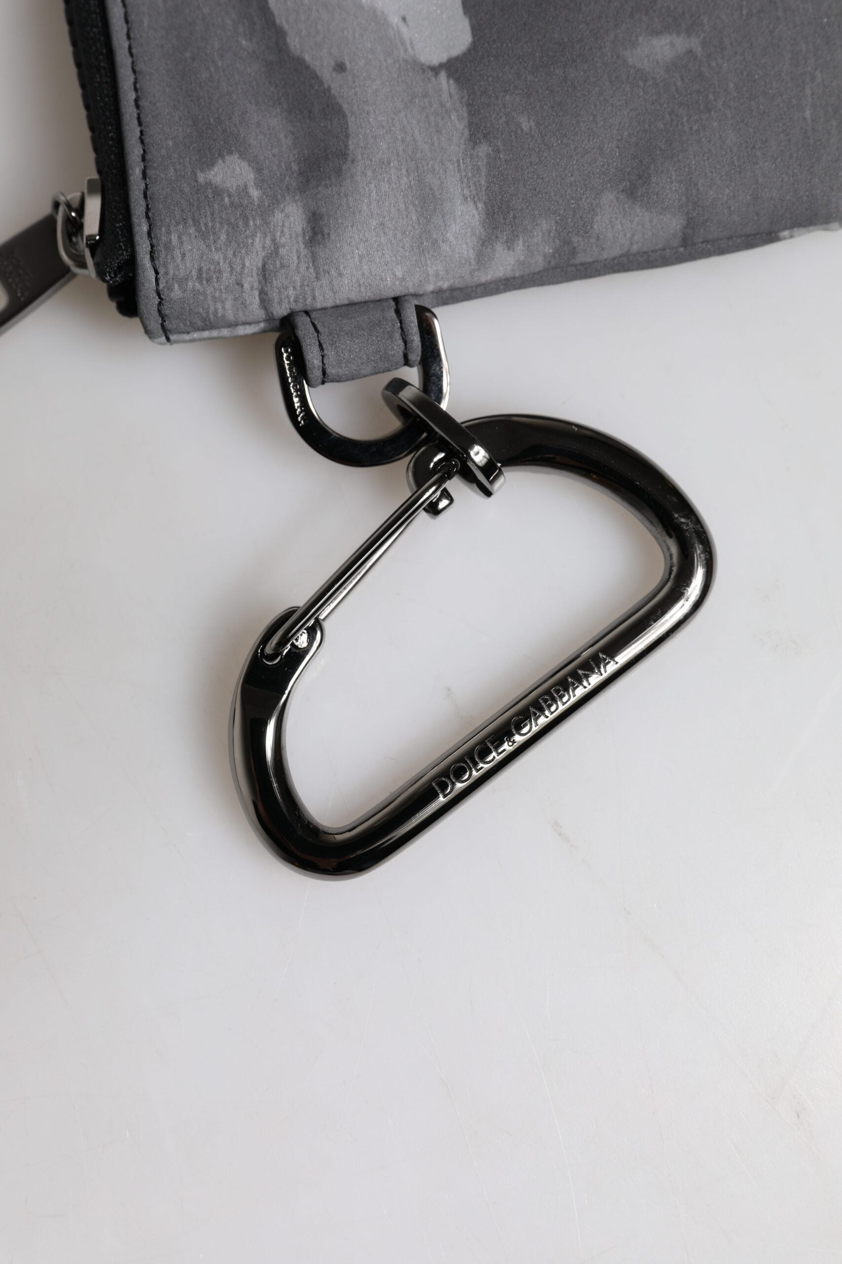 Dolce & Gabbana Black Gray Camouflage Logo Plaque Keyring Pouch Bag Dolce & Gabbana