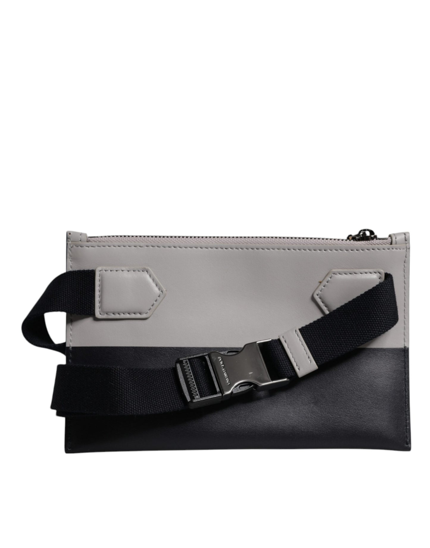 Dolce & Gabbana Black White Leather Logo Embossed Crossbody Bag Dolce & Gabbana