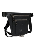 Dolce & Gabbana Black Calfskin Logo Plaque Belt Waist Men Fanny Pack Bag - Eljoys Fashion 